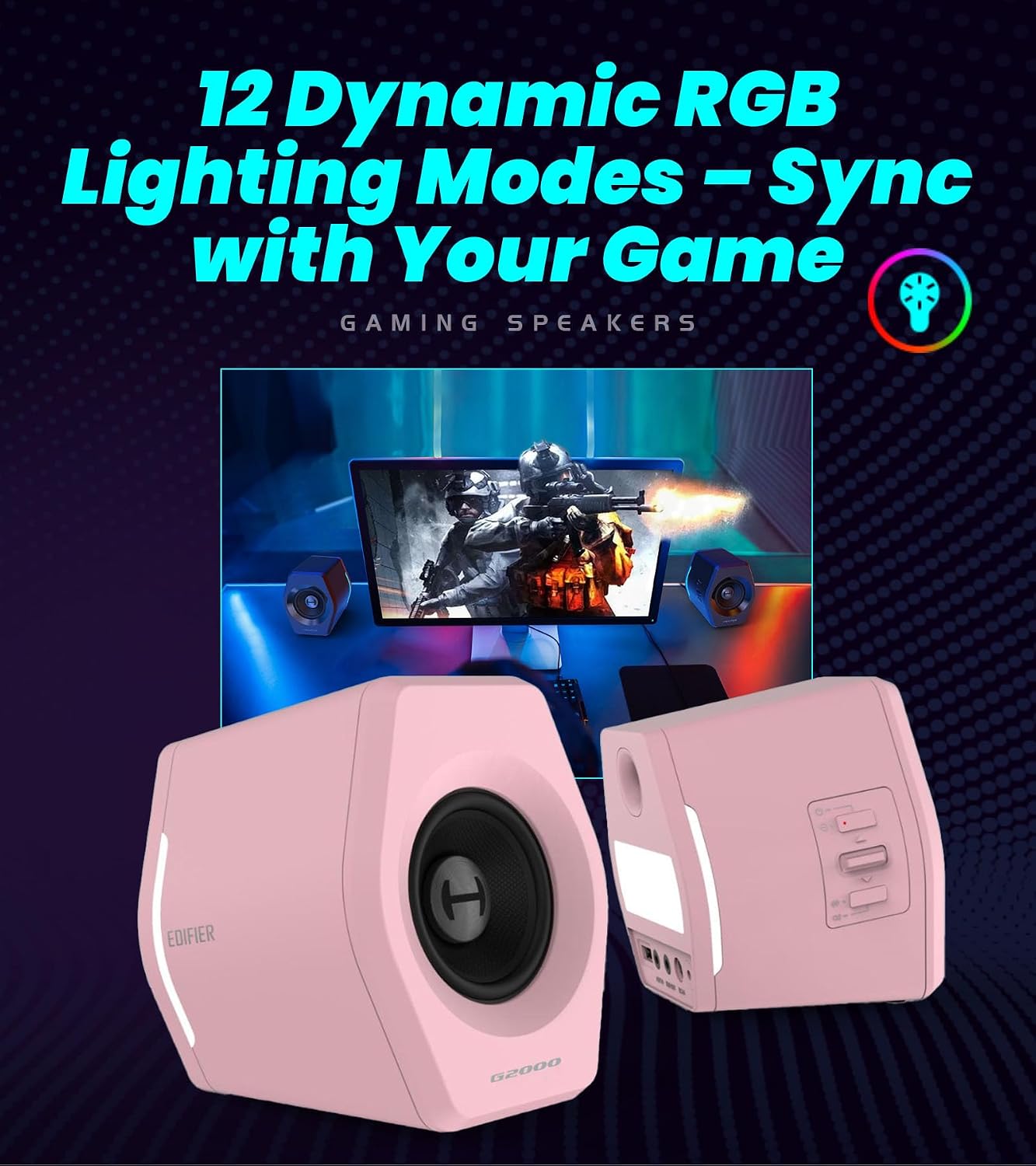 PARLANTES EDIFIER HECATE RGB GAMING 32W BLUETOOTH ROSA - 2