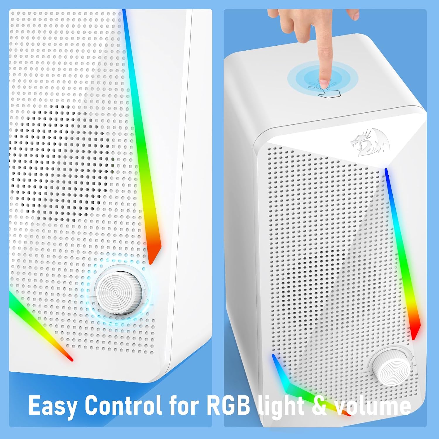 PARLANTES DE ESCRITORIO REDRAGON GS510 RGB 2.0 BLANCO - 4