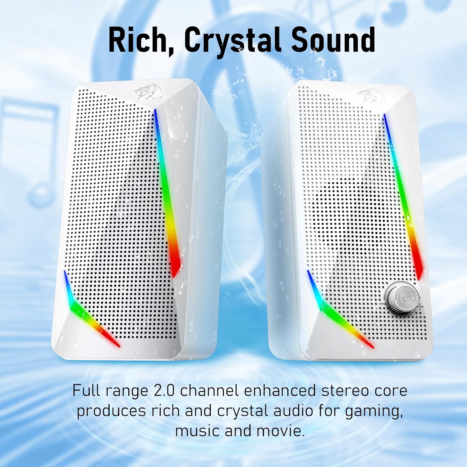 PARLANTES DE ESCRITORIO REDRAGON GS510 RGB 2.0 BLANCO - 5