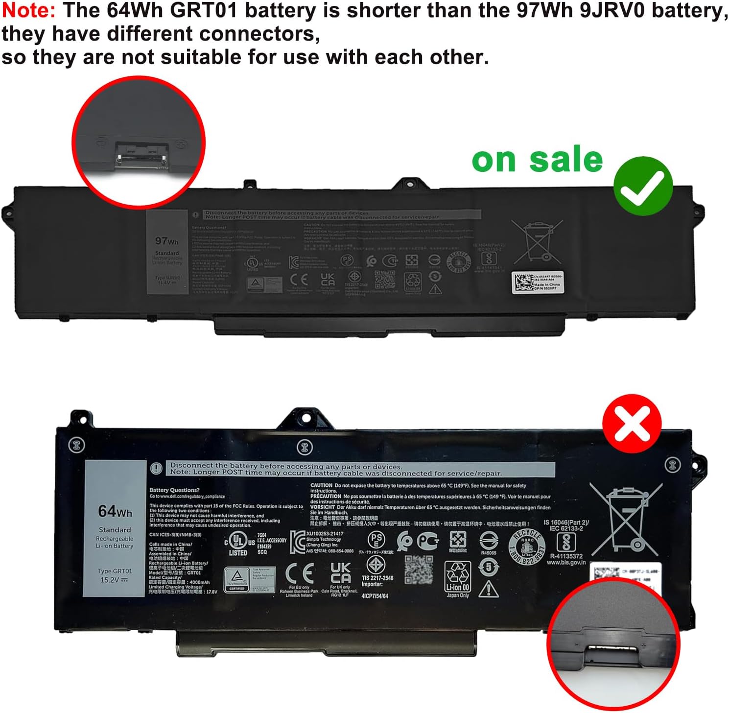 BATERÍA PARA LAPTOP BOWEIRUI 9JRV0 PARA DELL ALIENWARE M18 R1 R2 M17 R5 AMD 97WH - 3