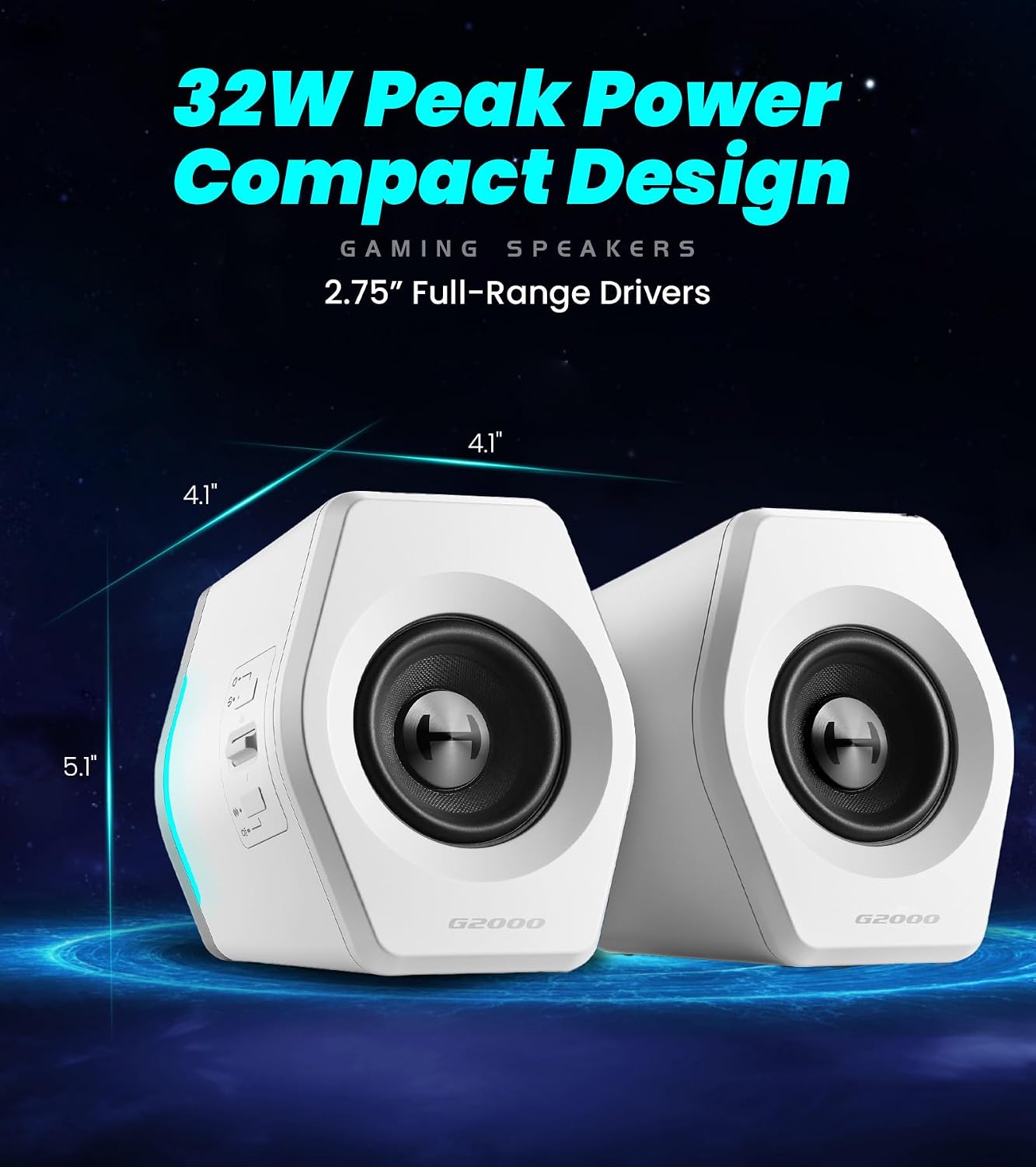 PARLANTES EDIFIER HECATE RGB GAMING 32W BLUETOOTH BLANCO - 2