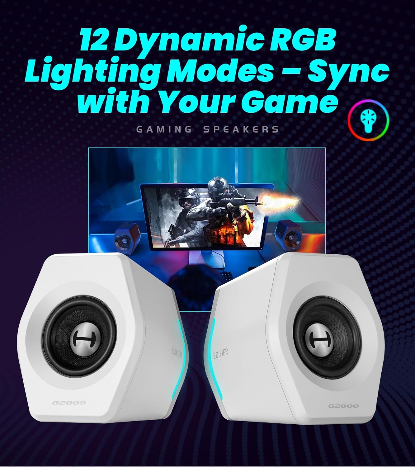 PARLANTES EDIFIER HECATE RGB GAMING 32W BLUETOOTH BLANCO - 3