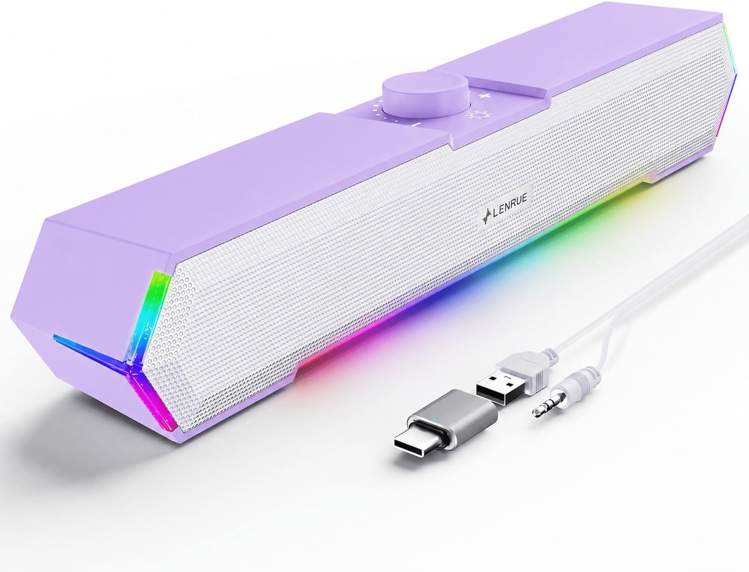 PARLANTES PARA COMPUTADORA LENRUE G11 USB C Y AUX CON LUCES TÁCTILES - 1