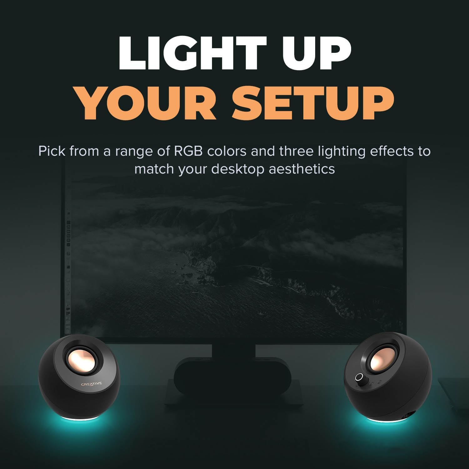 PARLANTES DE ESCRITORIO CREATIVE PEBBLE PRO 2.0 USB-C RGB BLANCO - 2