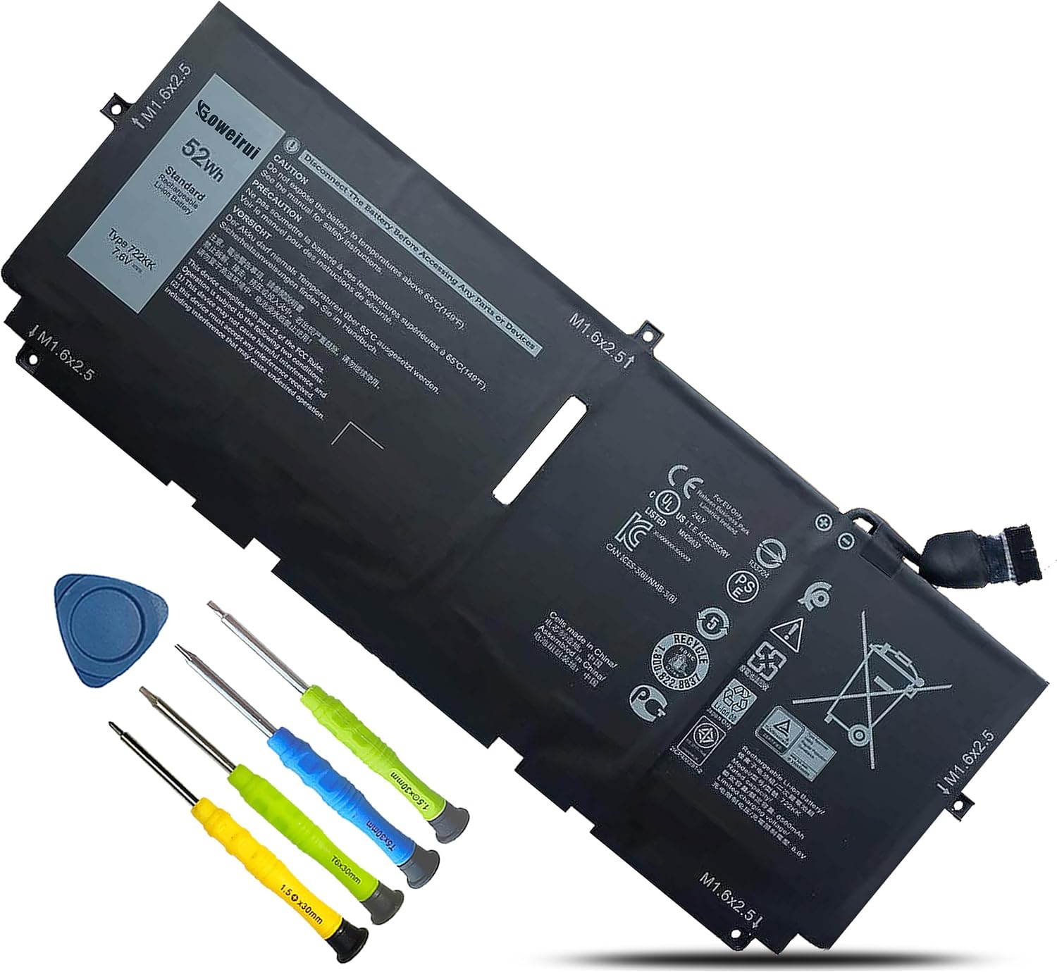 BATERÍA PARA LAPTOP BOWEIRUI 722KK PARA DELL XPS 13 9300 9310 9380 52WH - 1