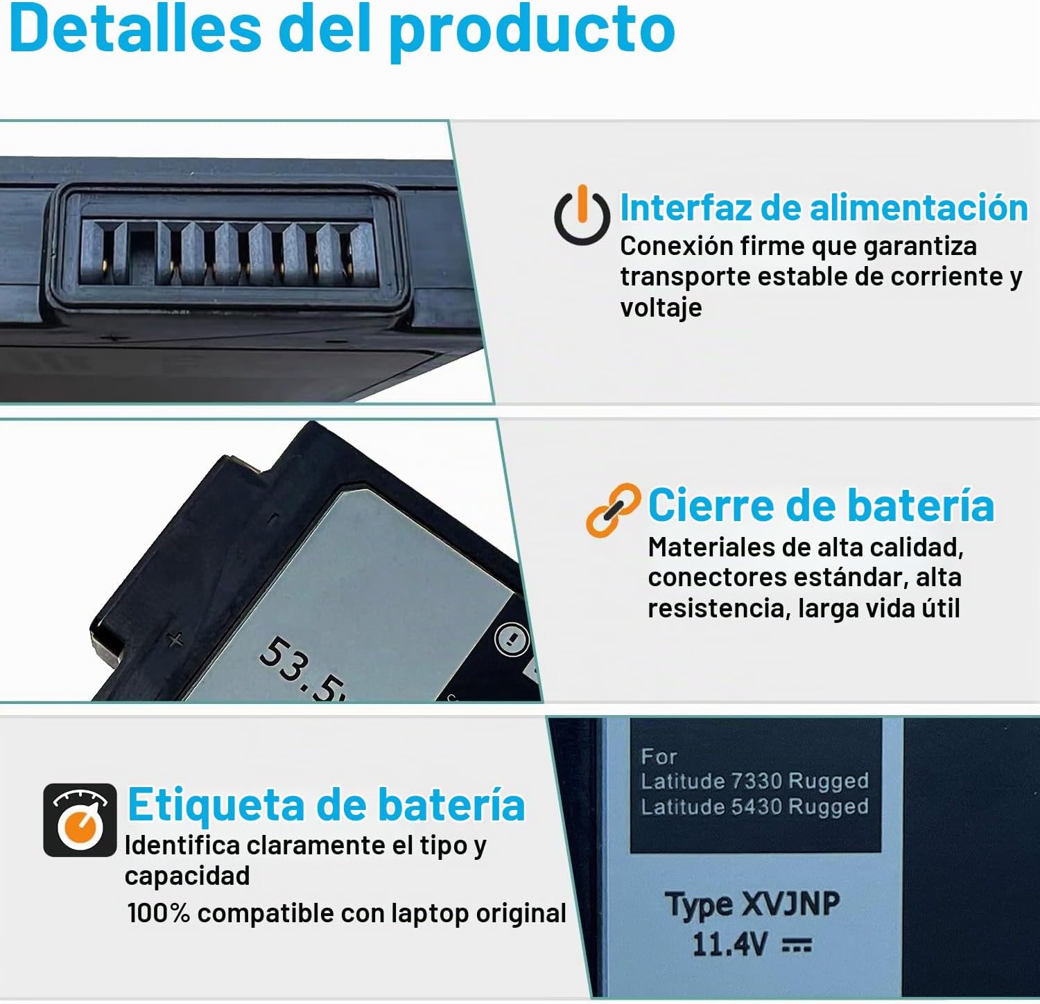 BATERÍA PARA LAPTOP BOWEIRUI XVJNP PARA DELL LATITUDE 5430 7330 RUGGED EXTREME - 3