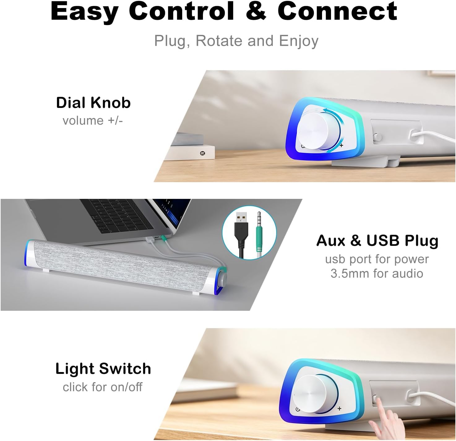 PARLANTES PARA COMPUTADORA SOULION R30 USB CON CABLE AUXILIAR 3.5MM - 3