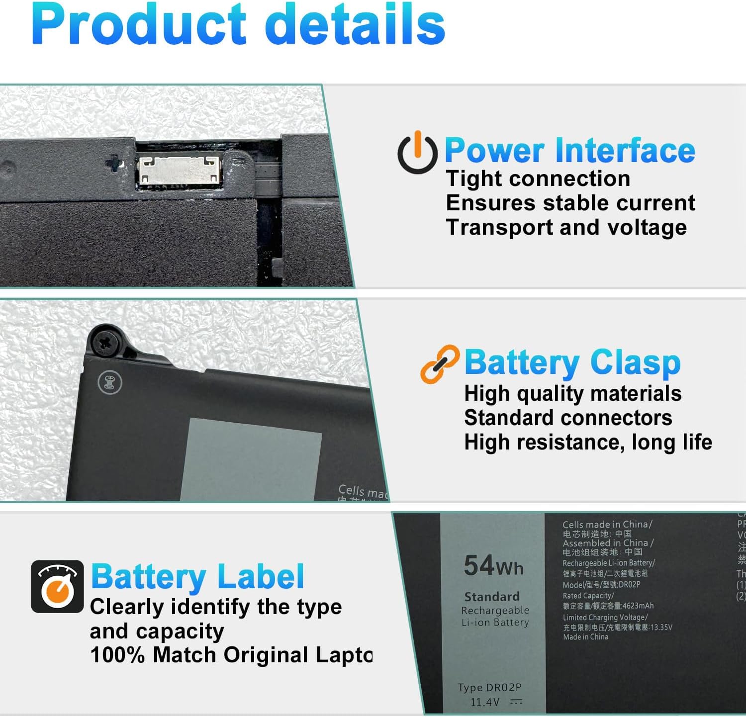 BATERÍA BOWEIRUI DR02P PARA DELL LATITUDE 3440 5440 5450 5540 5550 7455 54WH - 3