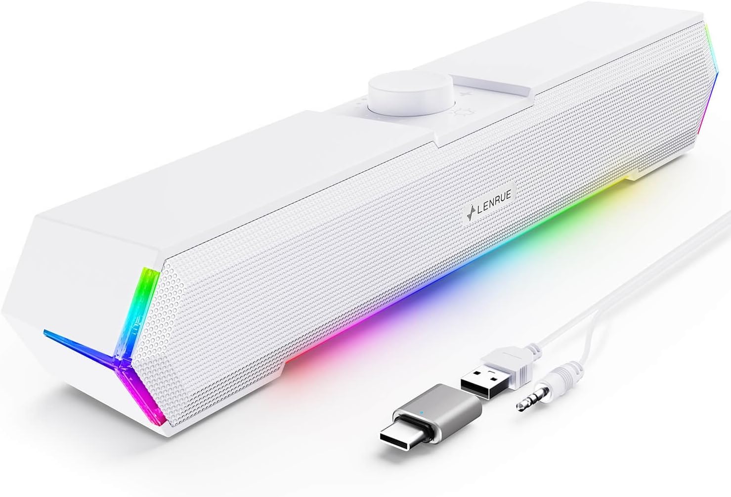 PARLANTES PARA COMPUTADORA LENRUE G11 CON LUCES TÁCTILES, SONIDO CLARO, USB C/USB Y ENTRADA AUX - 1