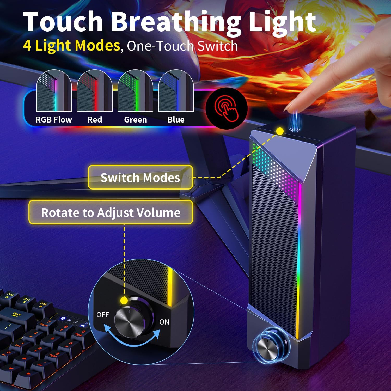 PARLANTES PARA COMPUTADORA OFFSIR 2 EN 1 RGB USB Y AUX 3.5MM - 4