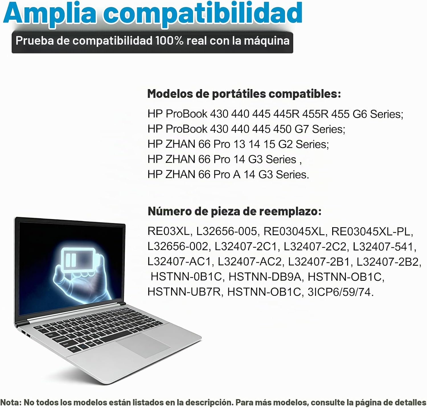 BATERÍA BOWEIRUI RE03XL PARA HP PROBOOK 430 440 445 450 455 G6 G7 45WH - 5