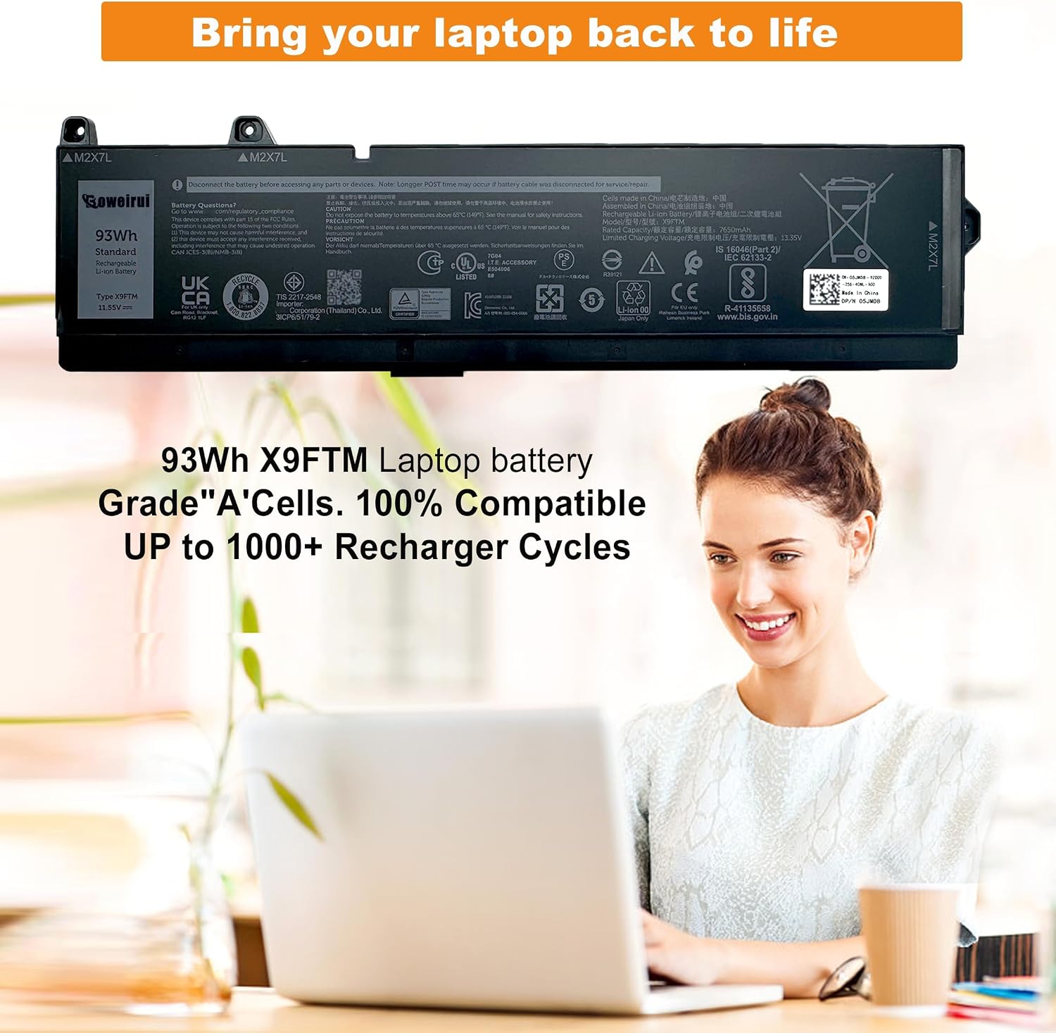 BATERÍA PARA LAPTOP BOWEIRUI X9FTM PARA DELL PRECISION 7670 7680 7770 7780 - 2