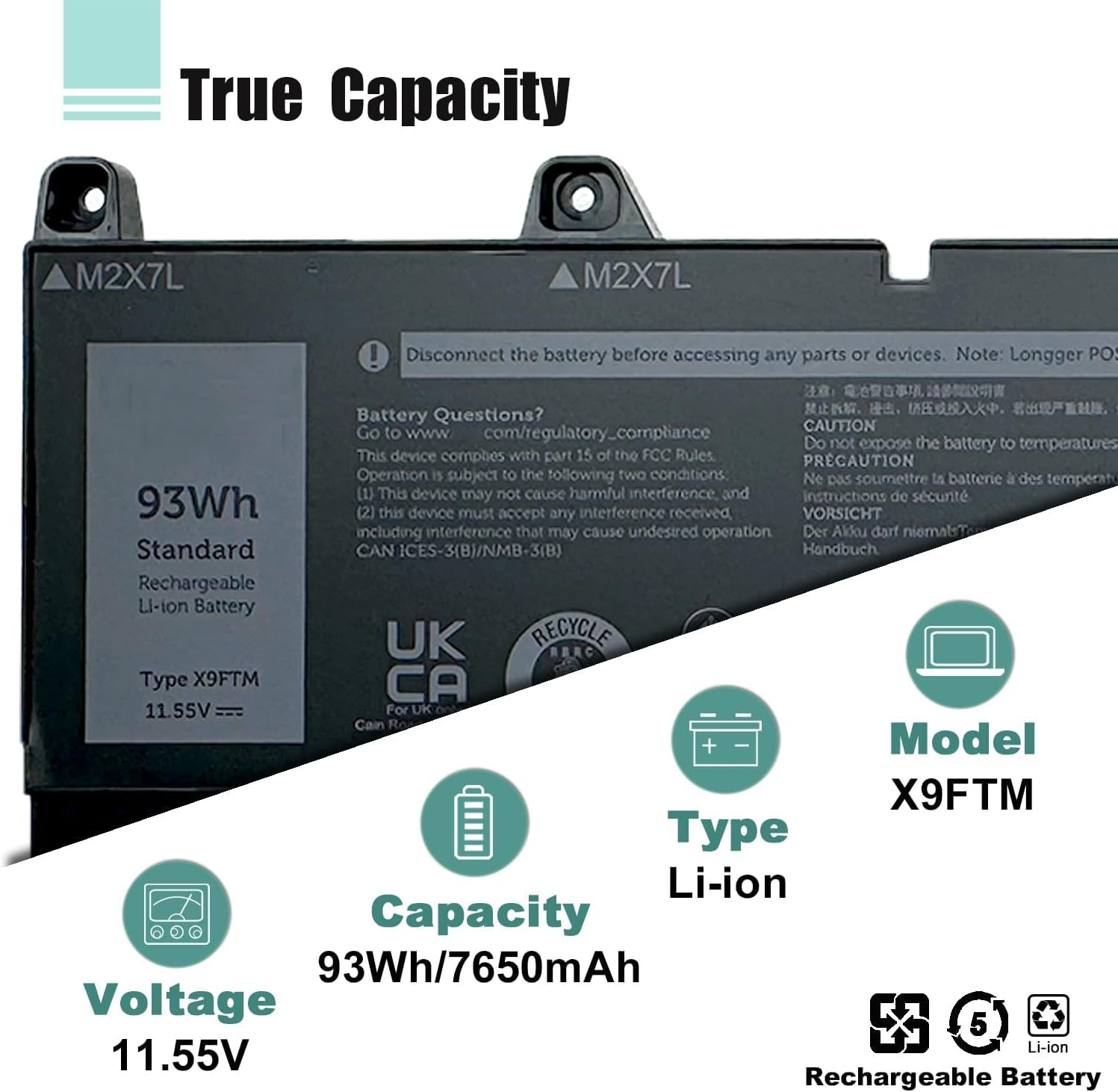 BATERÍA PARA LAPTOP BOWEIRUI X9FTM PARA DELL PRECISION 7670 7680 7770 7780 - 3