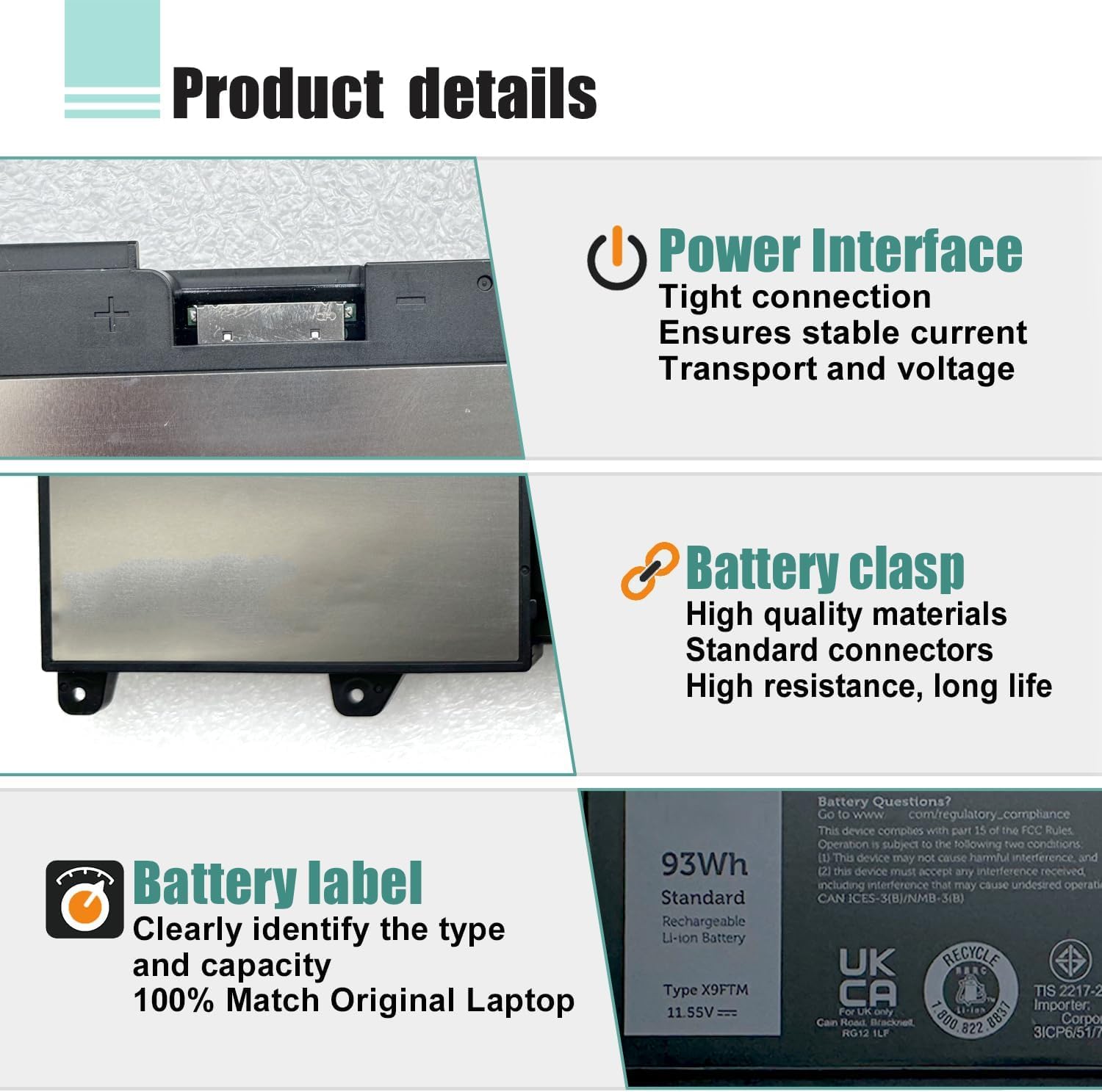 BATERÍA PARA LAPTOP BOWEIRUI X9FTM PARA DELL PRECISION 7670 7680 7770 7780 - 4