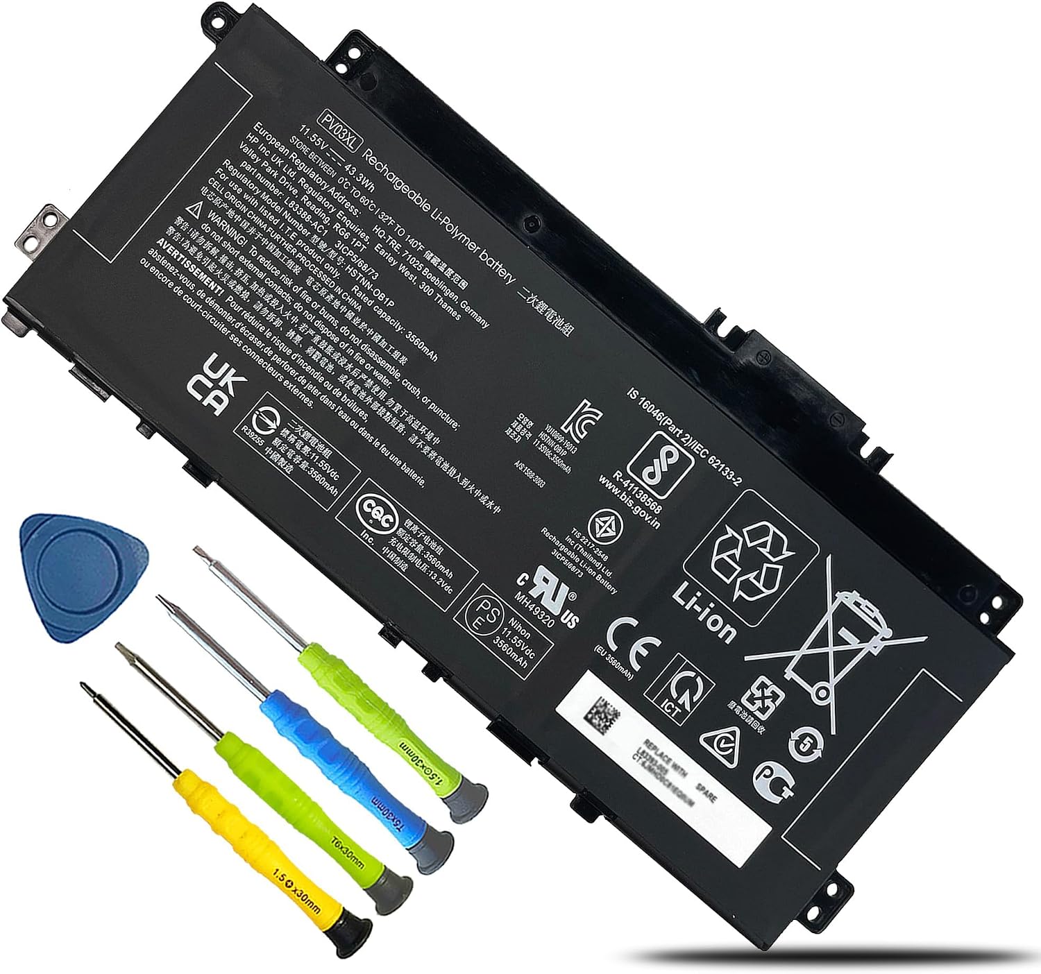 BATERÍA PV03XL PARA HP PAVILION X360 14M-DW 43.3WH 11.55V LI-ION - 1