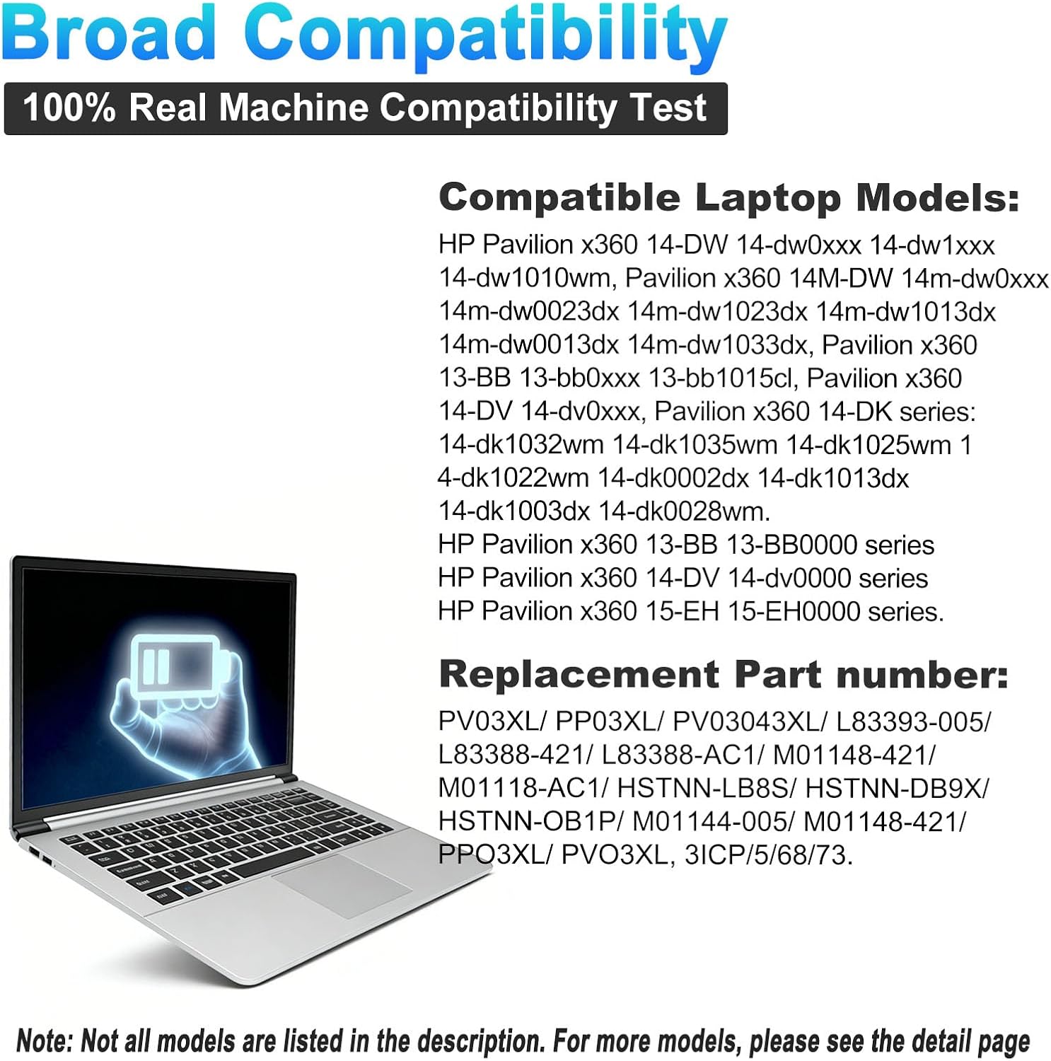 BATERÍA PV03XL PARA HP PAVILION X360 14M-DW 43.3WH 11.55V LI-ION - 5