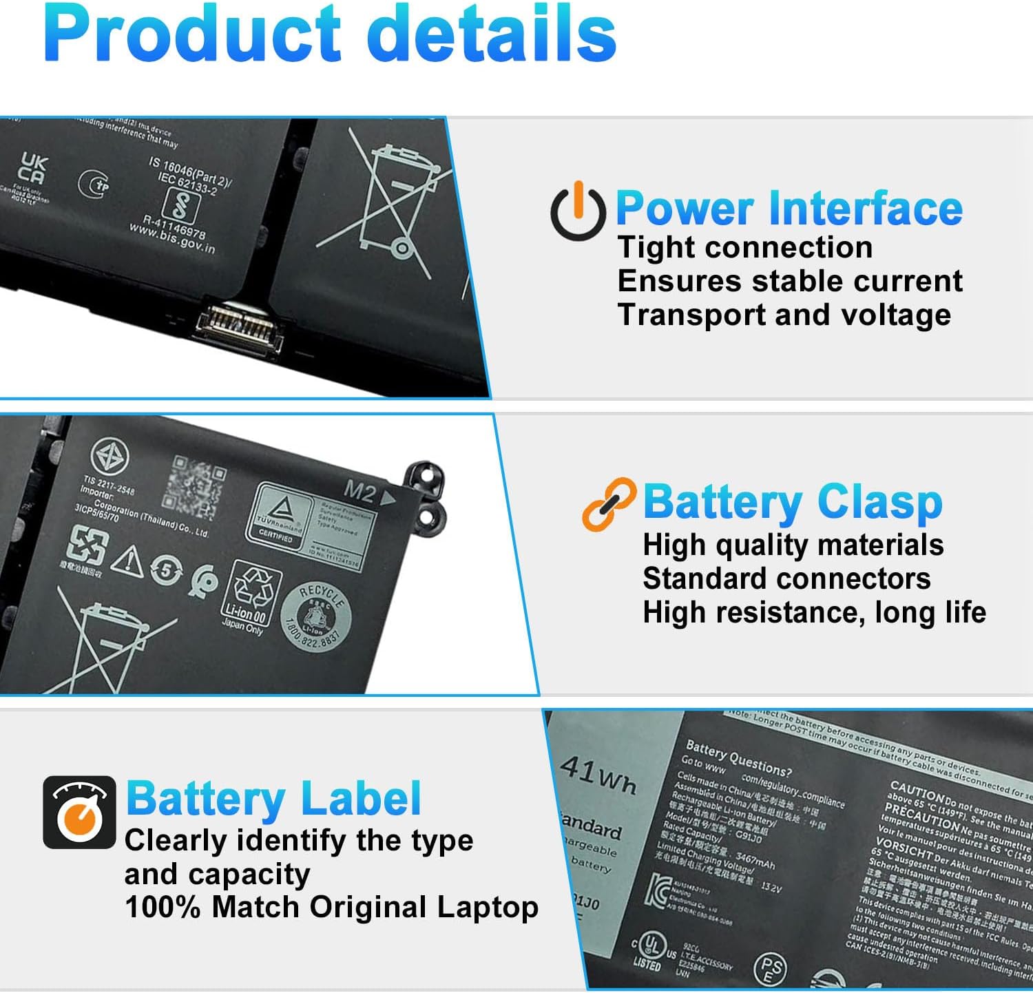 BATERÍA PARA LAPTOP BOWEIRUI G91J0 PARA DELL LATITUDE 3320 3330 3420 3520 3530 - 3