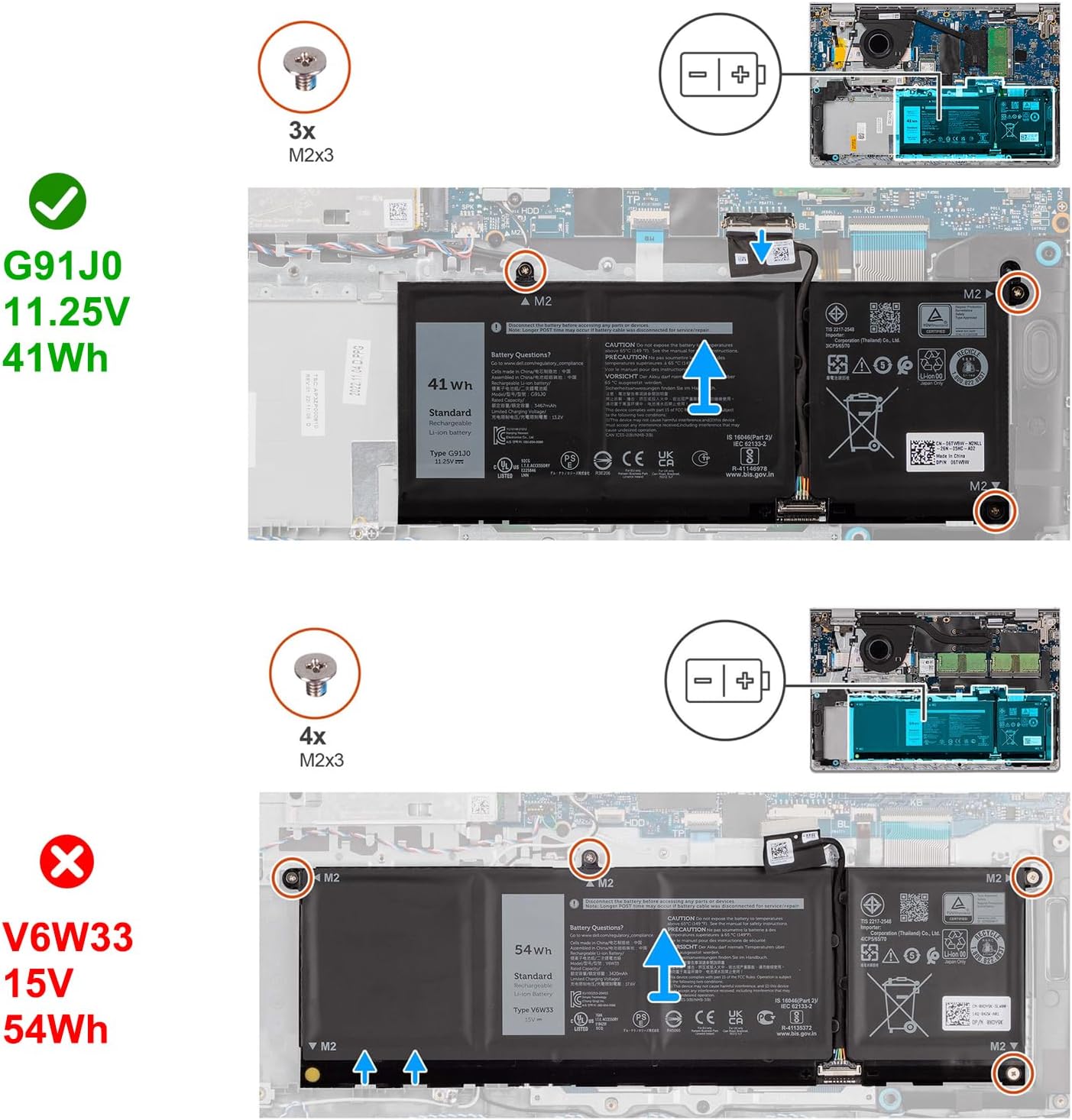 BATERÍA PARA LAPTOP BOWEIRUI G91J0 PARA DELL LATITUDE 3320 3330 3420 3520 3530 - 5
