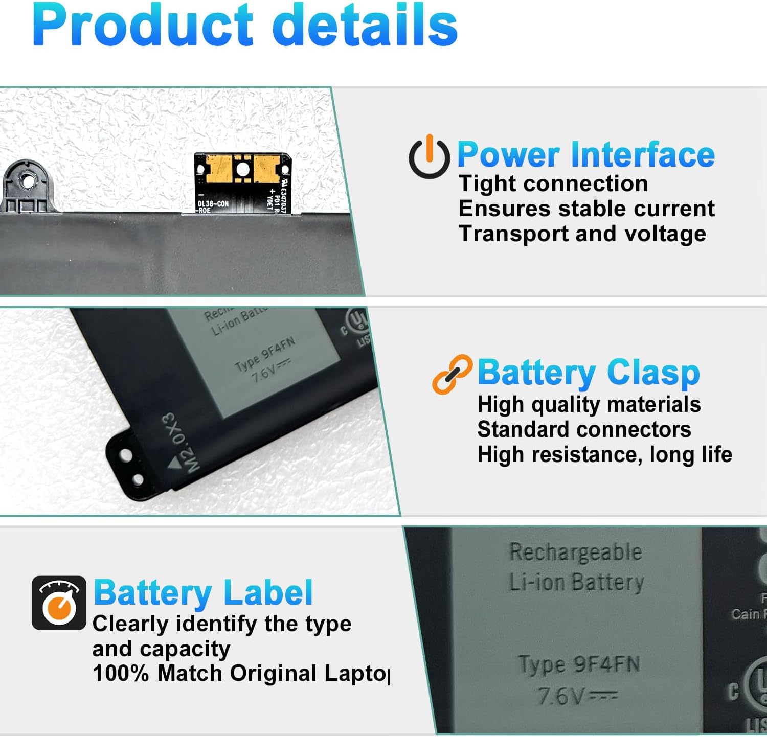 BATERÍA BOWEIRUI 9F4FN 40WH PARA DELL LATITUDE 7320 DETACHABLE - 3