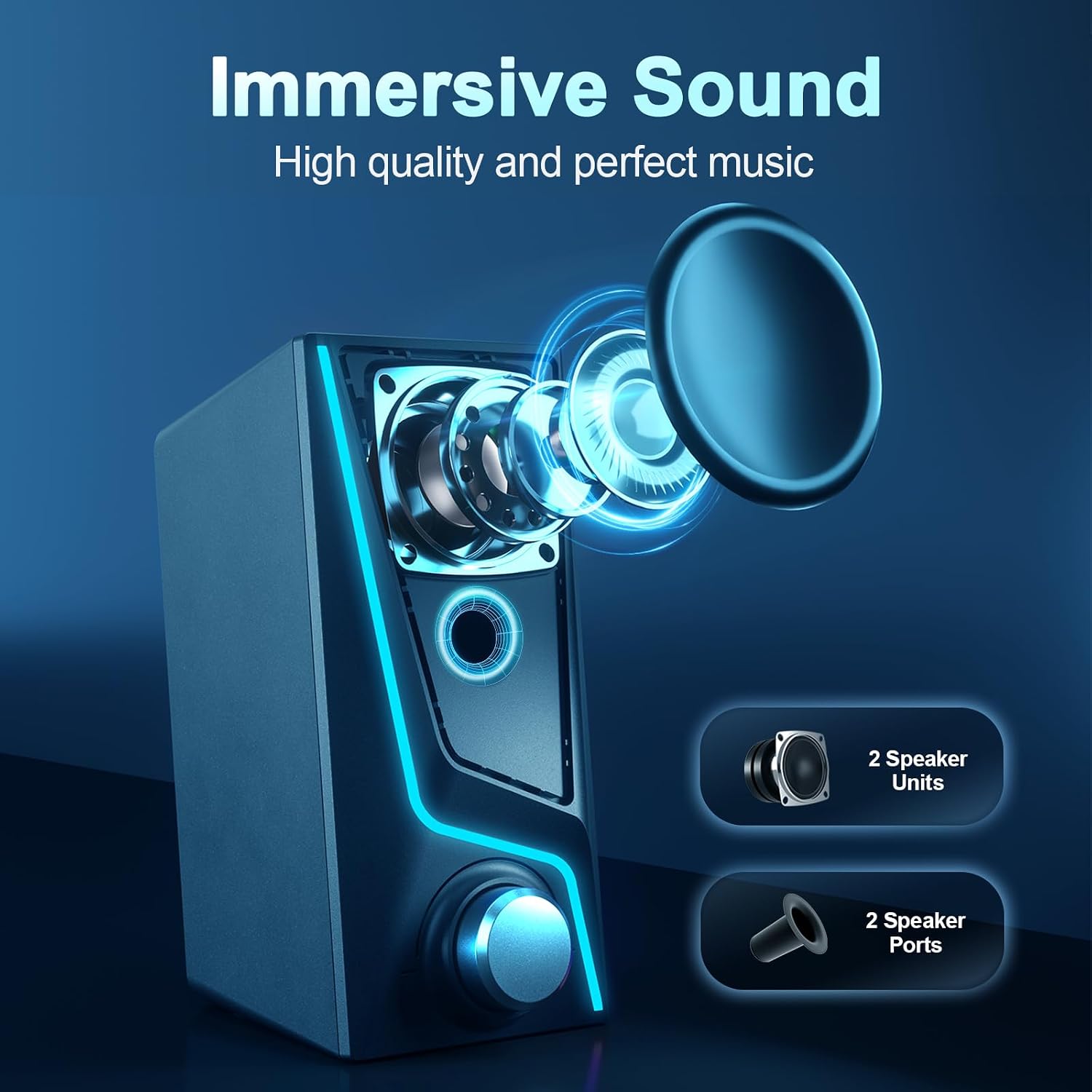 PARLANTES PARA COMPUTADORA NYLAVEE SK400 CON 9 MODOS DE ILUMINACIÓN - 2