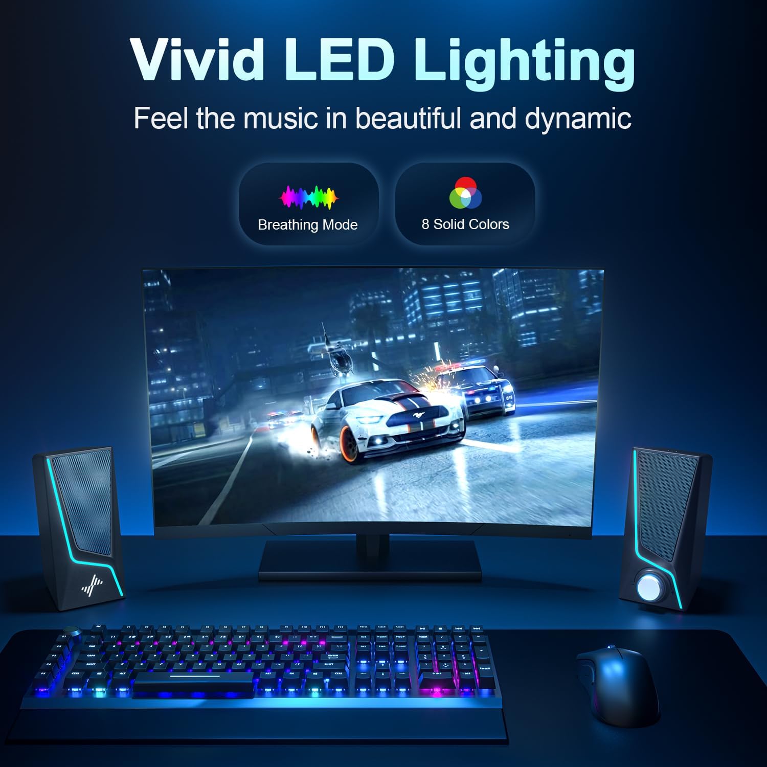 PARLANTES PARA COMPUTADORA NYLAVEE SK400 CON 9 MODOS DE ILUMINACIÓN - 4