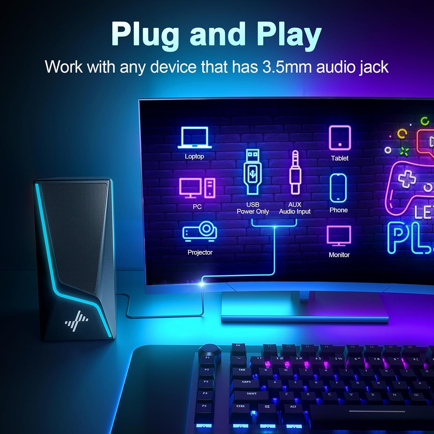 PARLANTES PARA COMPUTADORA NYLAVEE SK400 CON 9 MODOS DE ILUMINACIÓN - 5