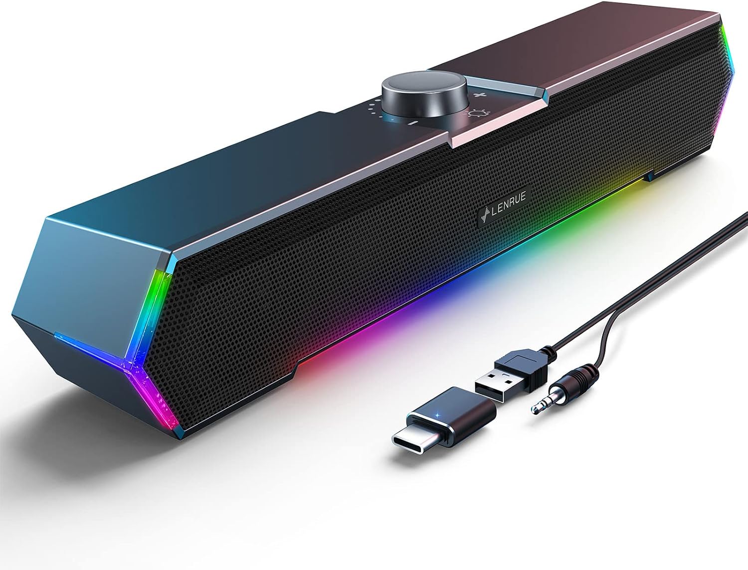 PARLANTES PARA COMPUTADORA LENRUE G11 CON LUCES TÁCTILES, USB C/USB Y ENTRADA AUX - 1