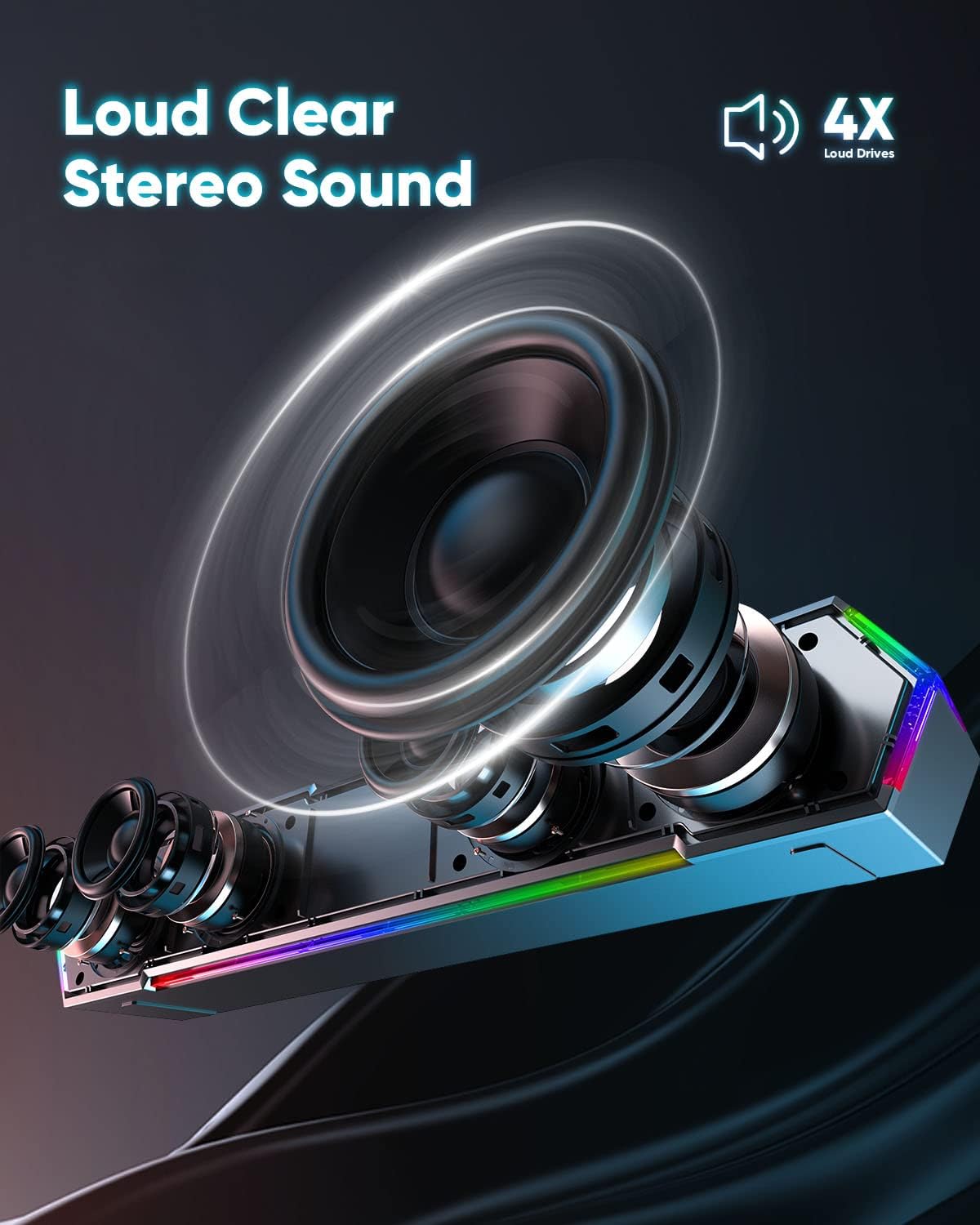PARLANTES PARA COMPUTADORA LENRUE G11 CON LUCES TÁCTILES, USB C/USB Y ENTRADA AUX - 2