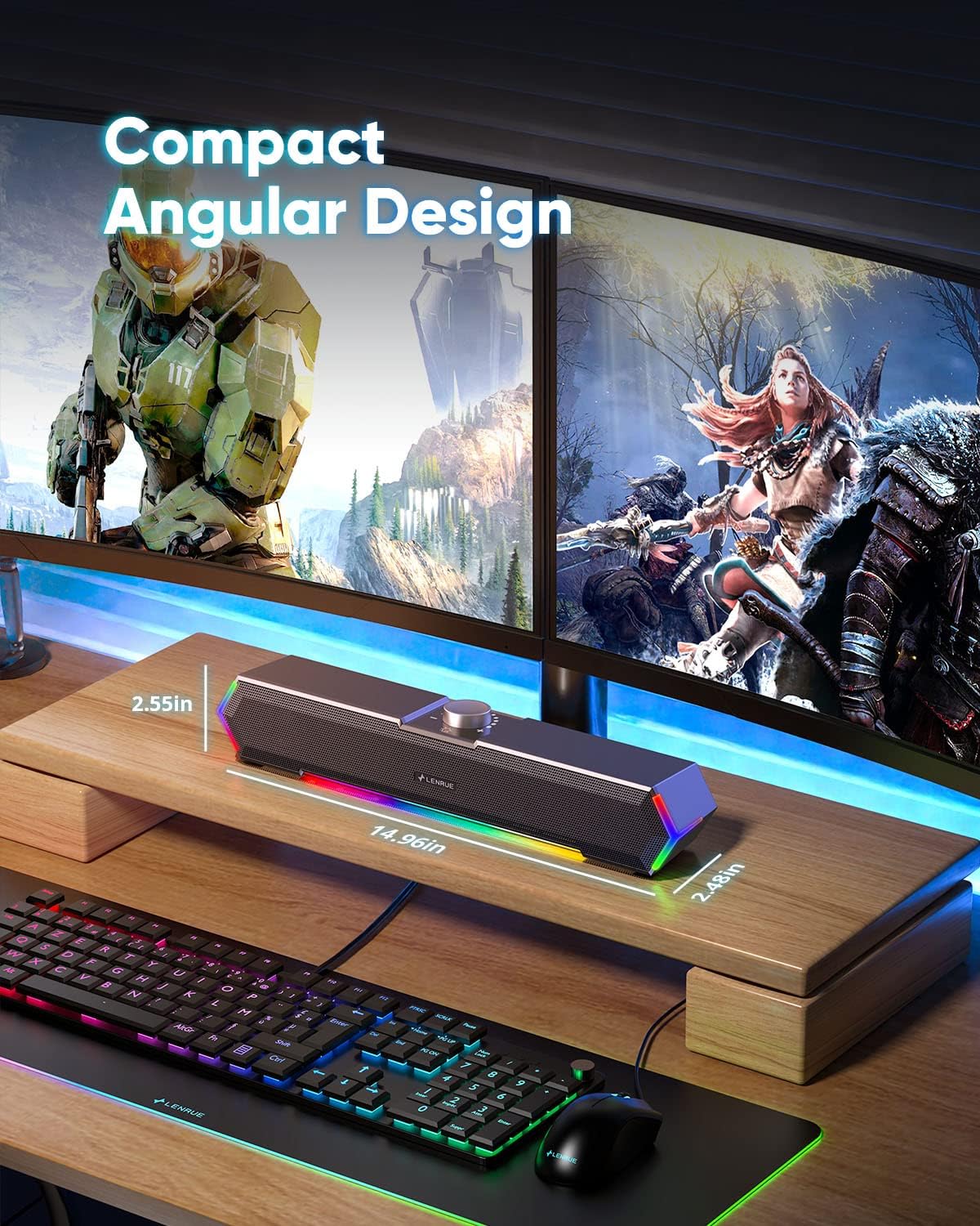 PARLANTES PARA COMPUTADORA LENRUE G11 CON LUCES TÁCTILES, USB C/USB Y ENTRADA AUX - 4