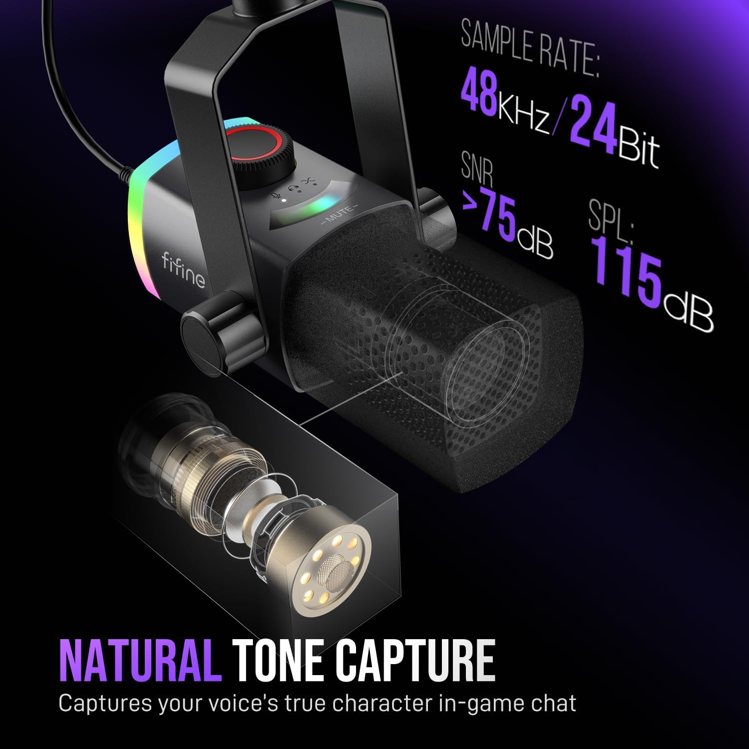 MICRÓFONO PARA GAMING FIFINE AMPLIGAME AM8PROT DINÁMICO XLR/USB - 2