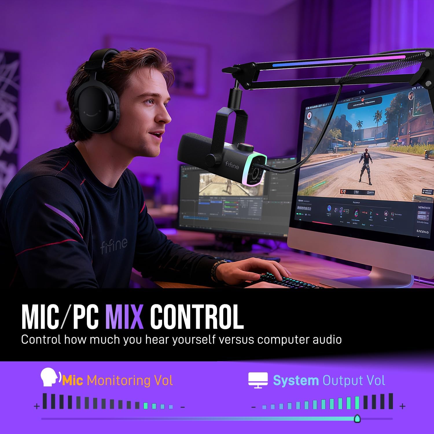 MICRÓFONO PARA GAMING FIFINE AMPLIGAME AM8PROT DINÁMICO XLR/USB - 5