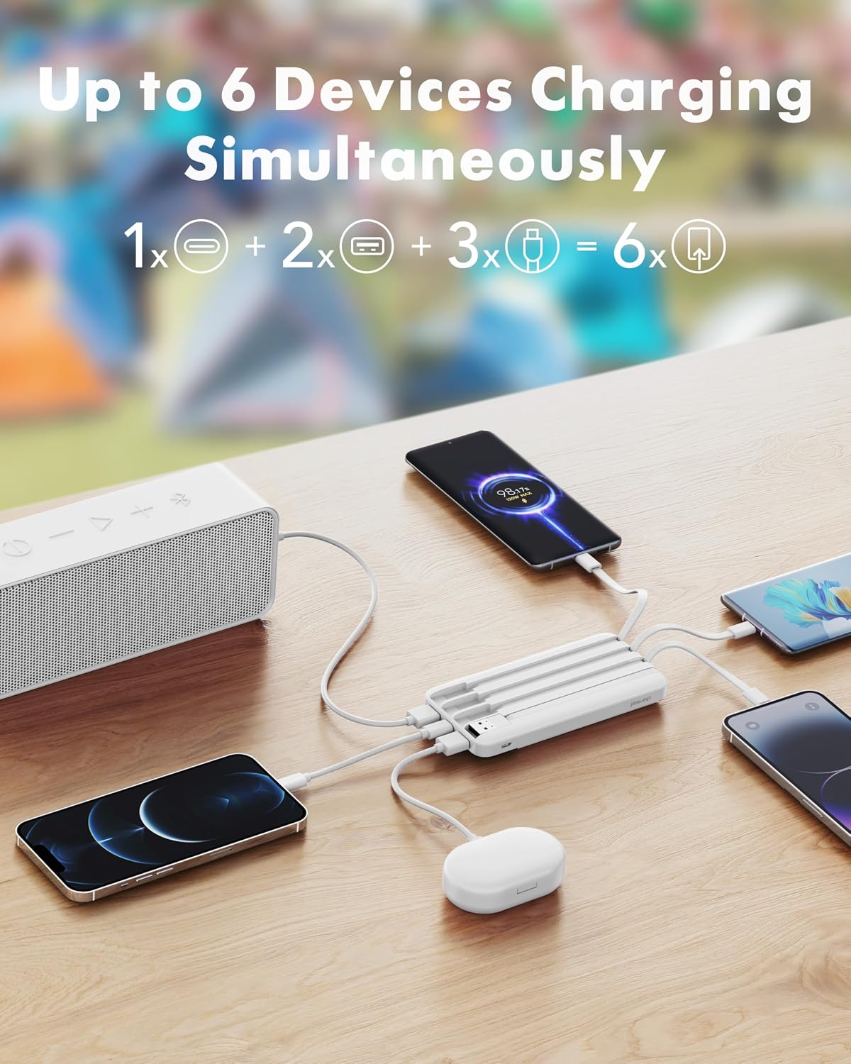 POWER BANK CHARMAST 10000MAH CON 4 CABLES REFORZADOS INTEGRADOS - 3