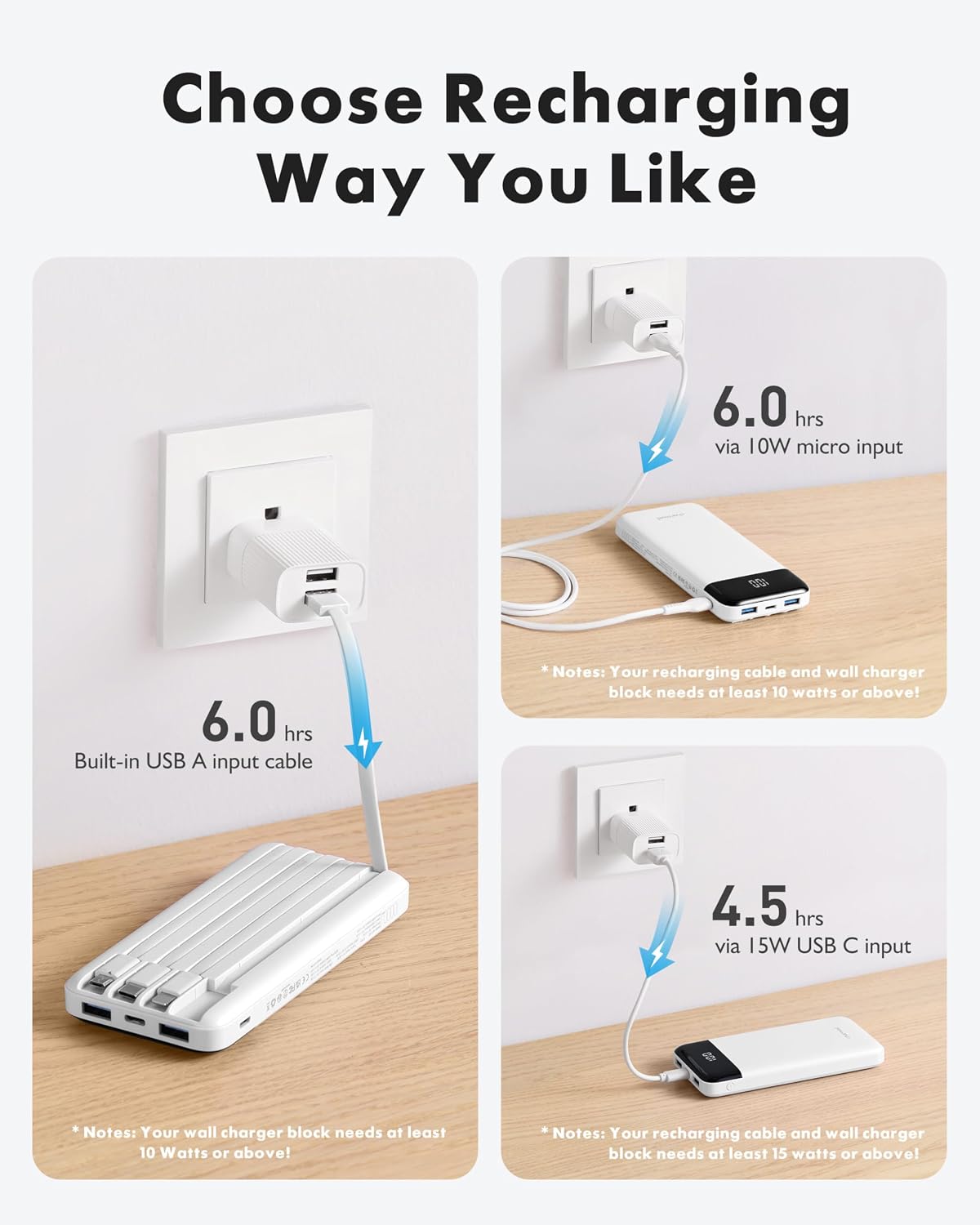 POWER BANK CHARMAST 10000MAH CON 4 CABLES REFORZADOS INTEGRADOS - 4