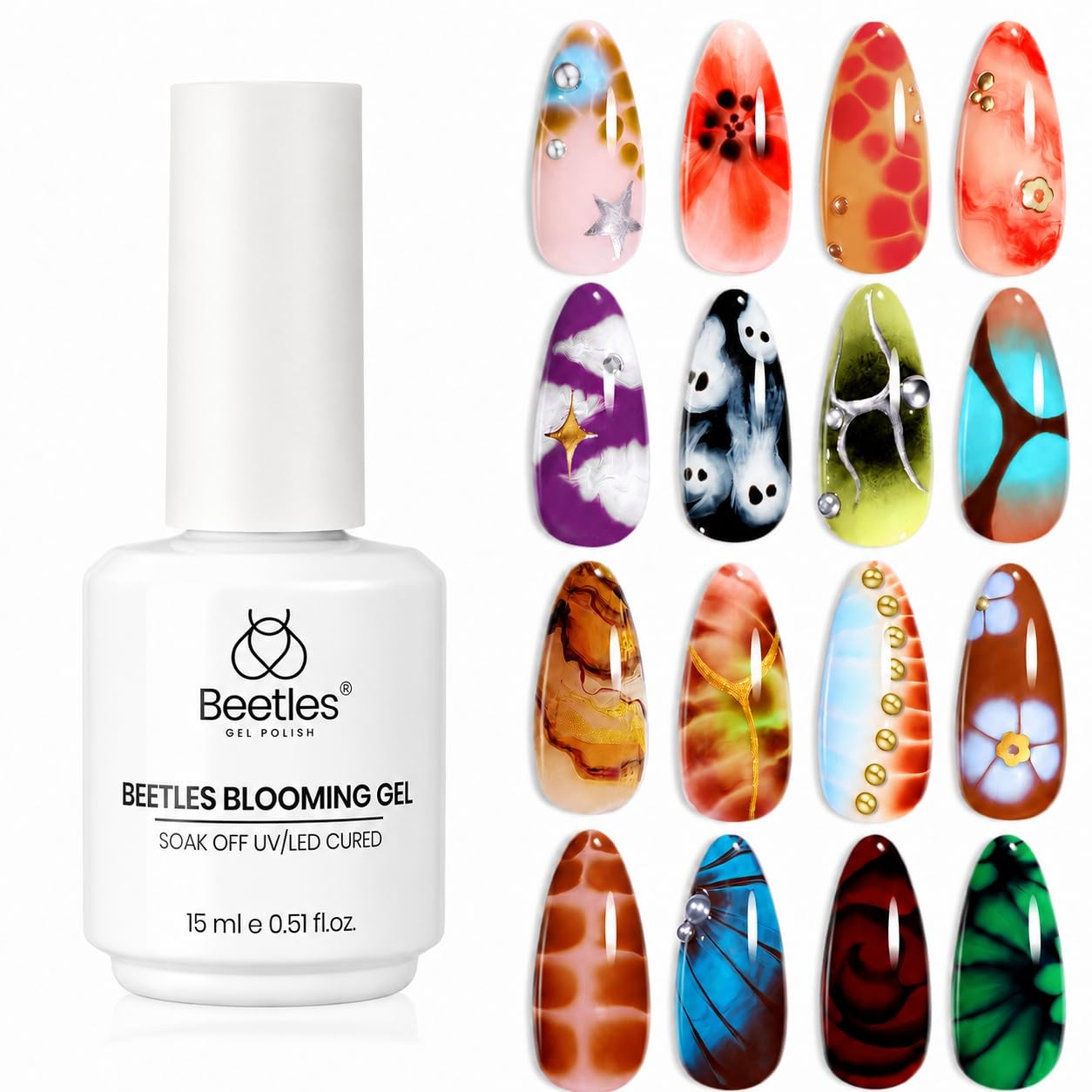 ESMALTE BEETLES BLOOMING GEL 15ML TRANSPARENTE PARA EFECTO MÁRMOL - 1