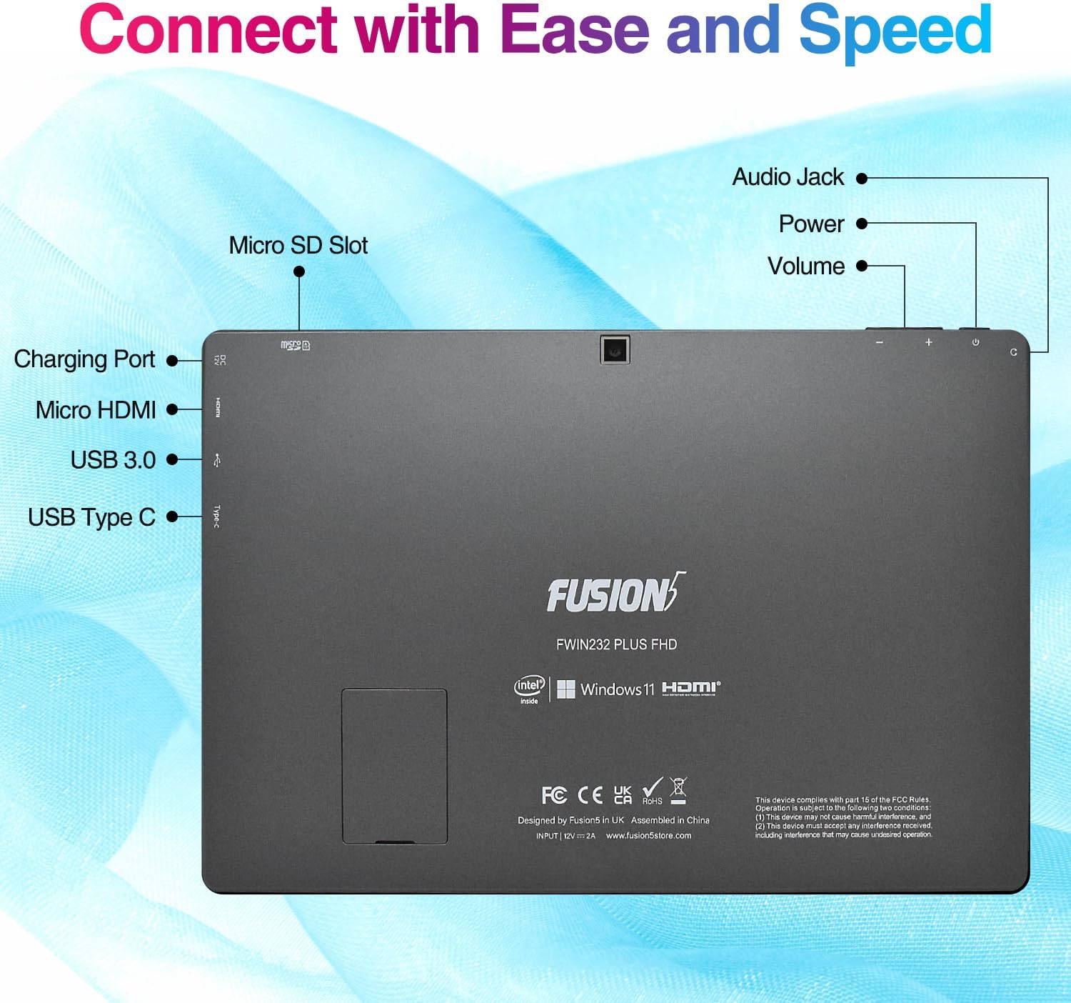 TABLET FUSION5 10.1' WINDOWS 11 FWIN232 PLUS ULTRA SLIM INTEL N5100 8GB RAM - 4