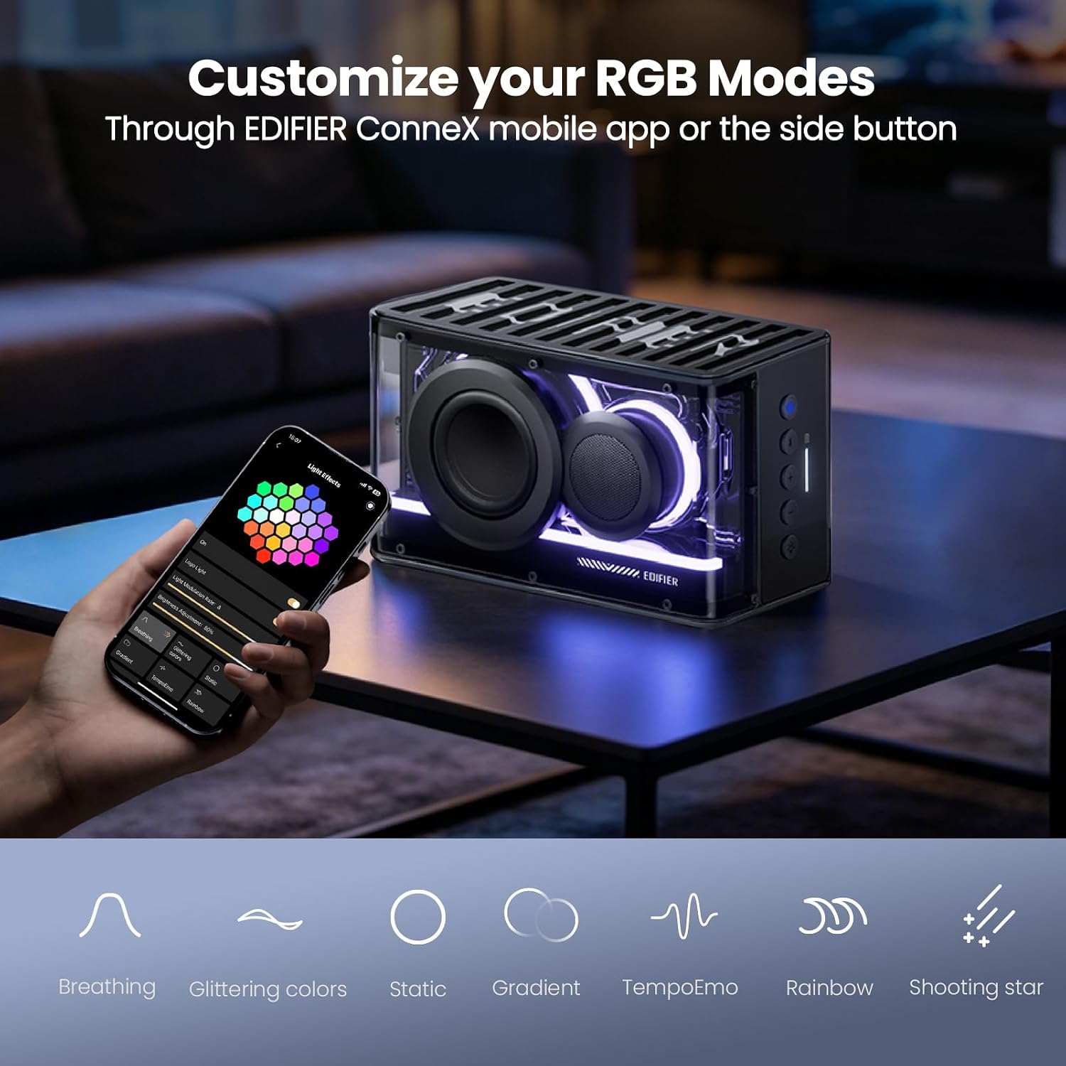 PARLANTE BLUETOOTH EDIFIER QD25 25W RGB INALÁMBRICO PARA GAMING - 4