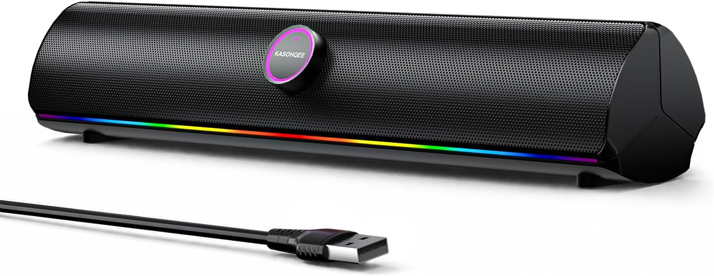 PARLANTES PARA PC KASOHQEE BLUETOOTH 5.4 USB 10W RGB - 1