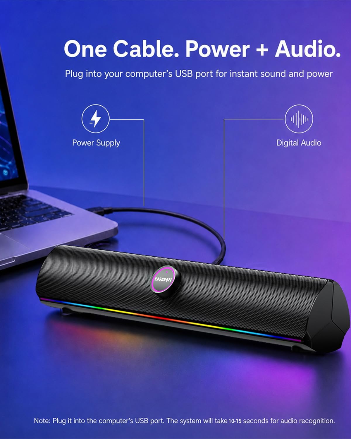 PARLANTES PARA PC KASOHQEE BLUETOOTH 5.4 USB 10W RGB - 4