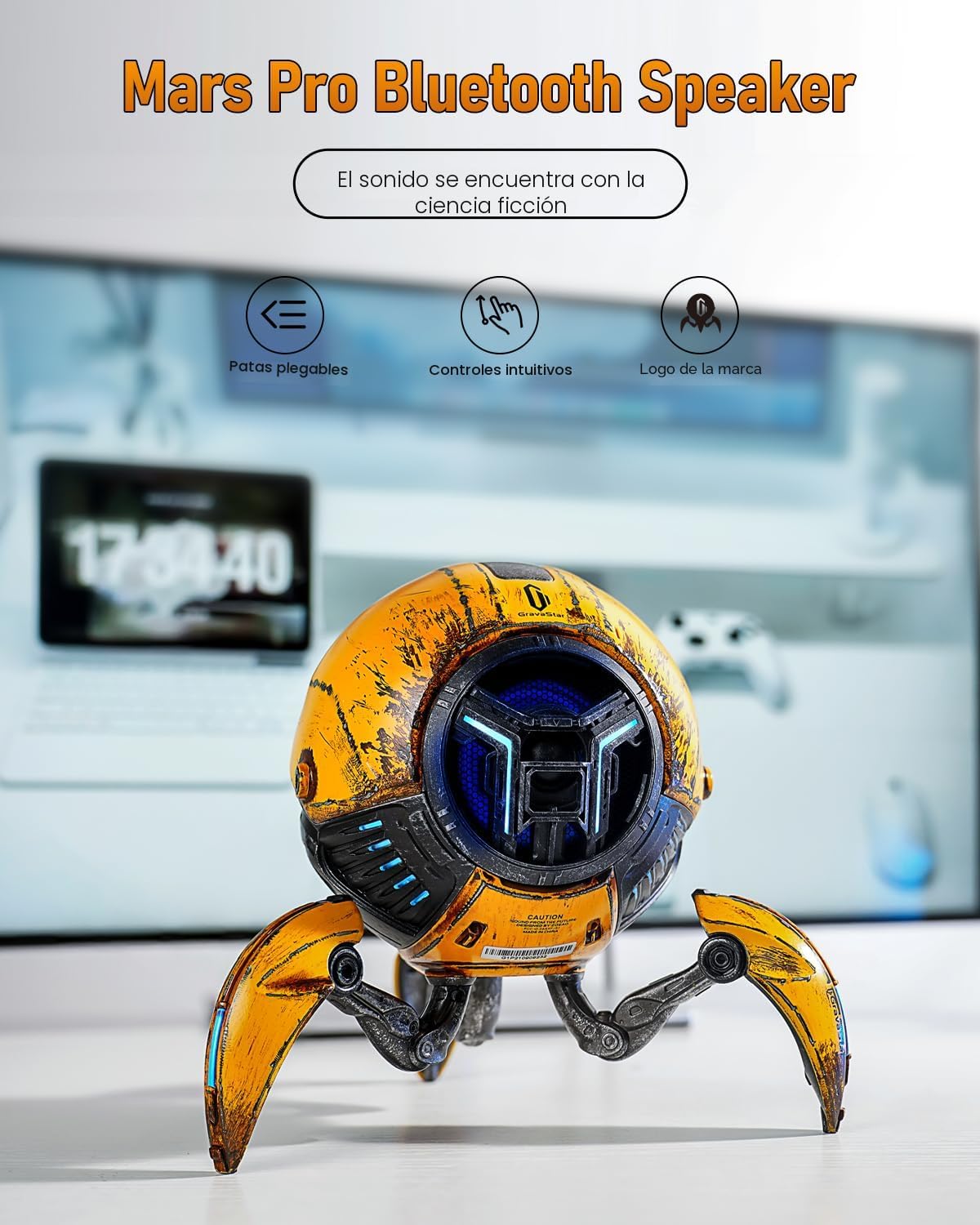 PARLANTE PORTÁTIL GRAVASTAR MARS PRO BLUETOOTH CON GRAVES PROFUNDOS Y LUCES RGB - 3