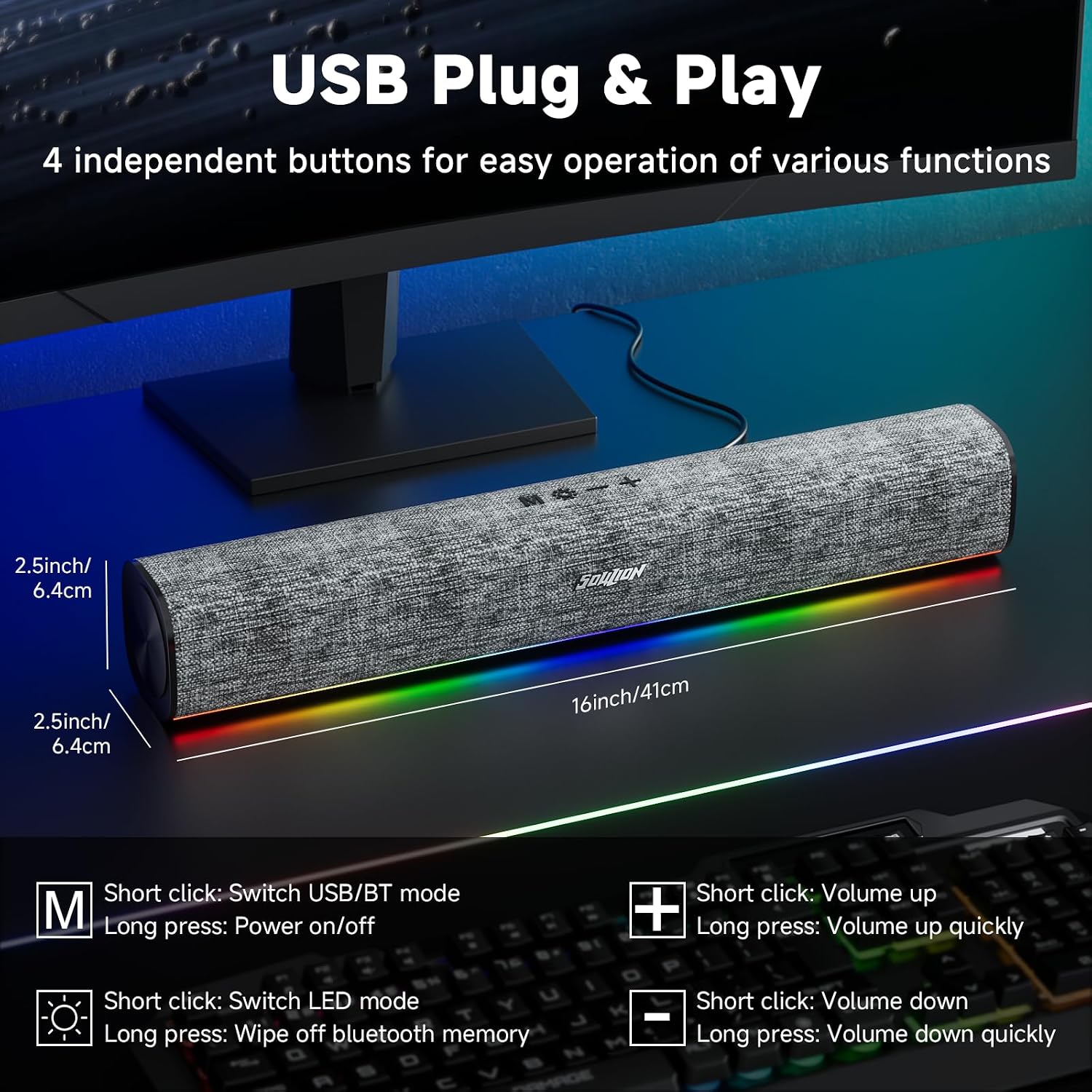 PARLANTES BLUETOOTH SOULION PARA PC CON USB PLUG Y PLAY - 4