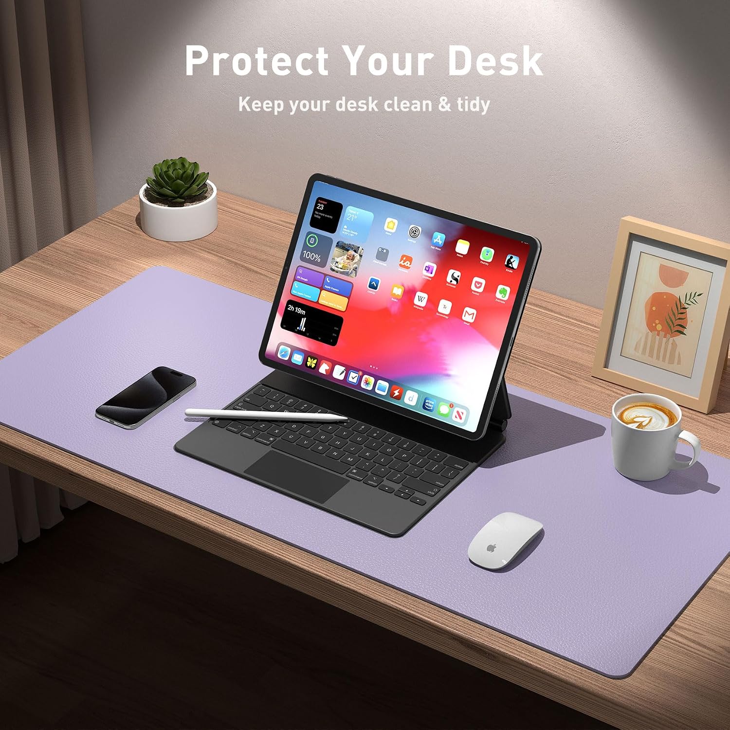 MOUSE PAD AOTHIA LEATHER DESK PAD PROTECTOR LAVANDA 23.6 X 13.7 PULGADAS - 3
