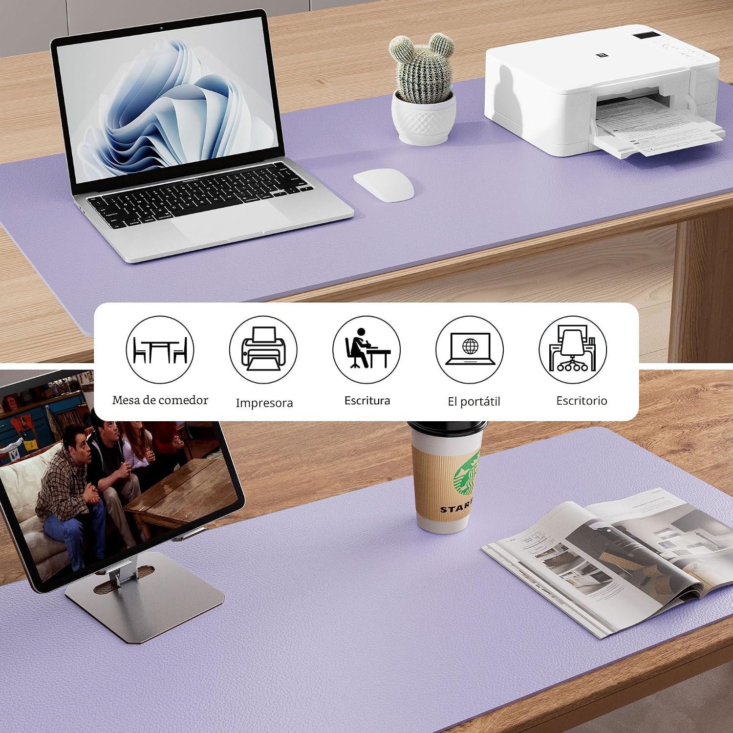 MOUSE PAD AOTHIA LEATHER DESK PAD PROTECTOR LAVANDA 23.6 X 13.7 PULGADAS - 5