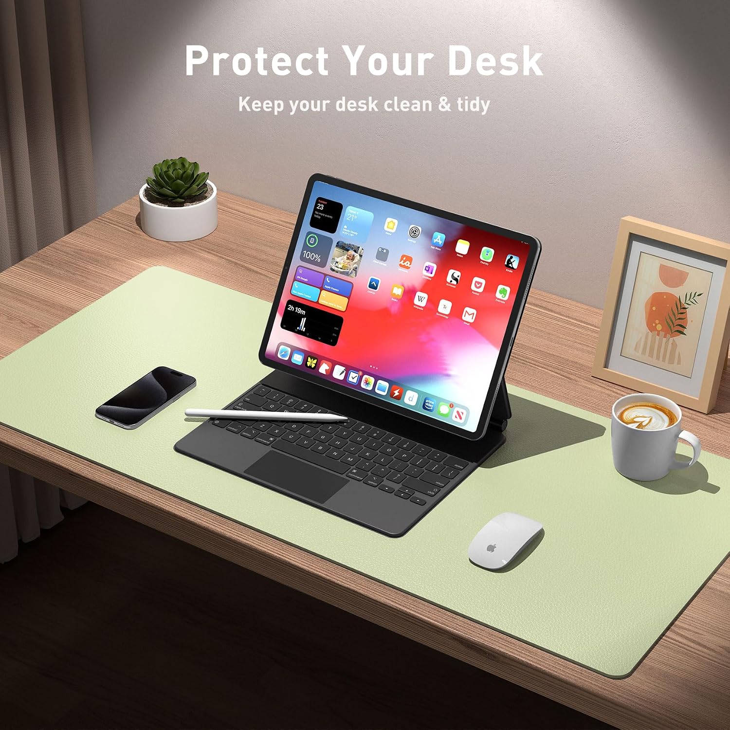 MOUSE PAD AOTHIA LEATHER DESK PAD PROTECTOR GRANDE VERDE PASTO 60X35 CM - 3