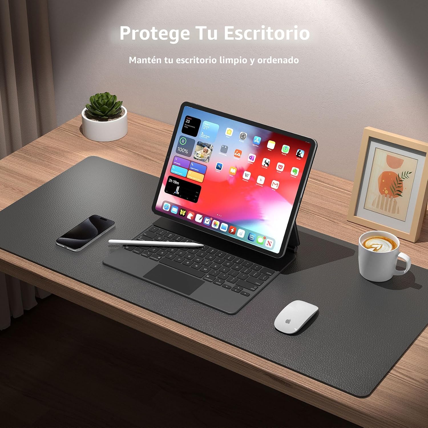 MOUSE PAD AOTHIA LEATHER DESK PAD PROTECTOR GRIS 23.6 X 13.7 PULGADAS - 3