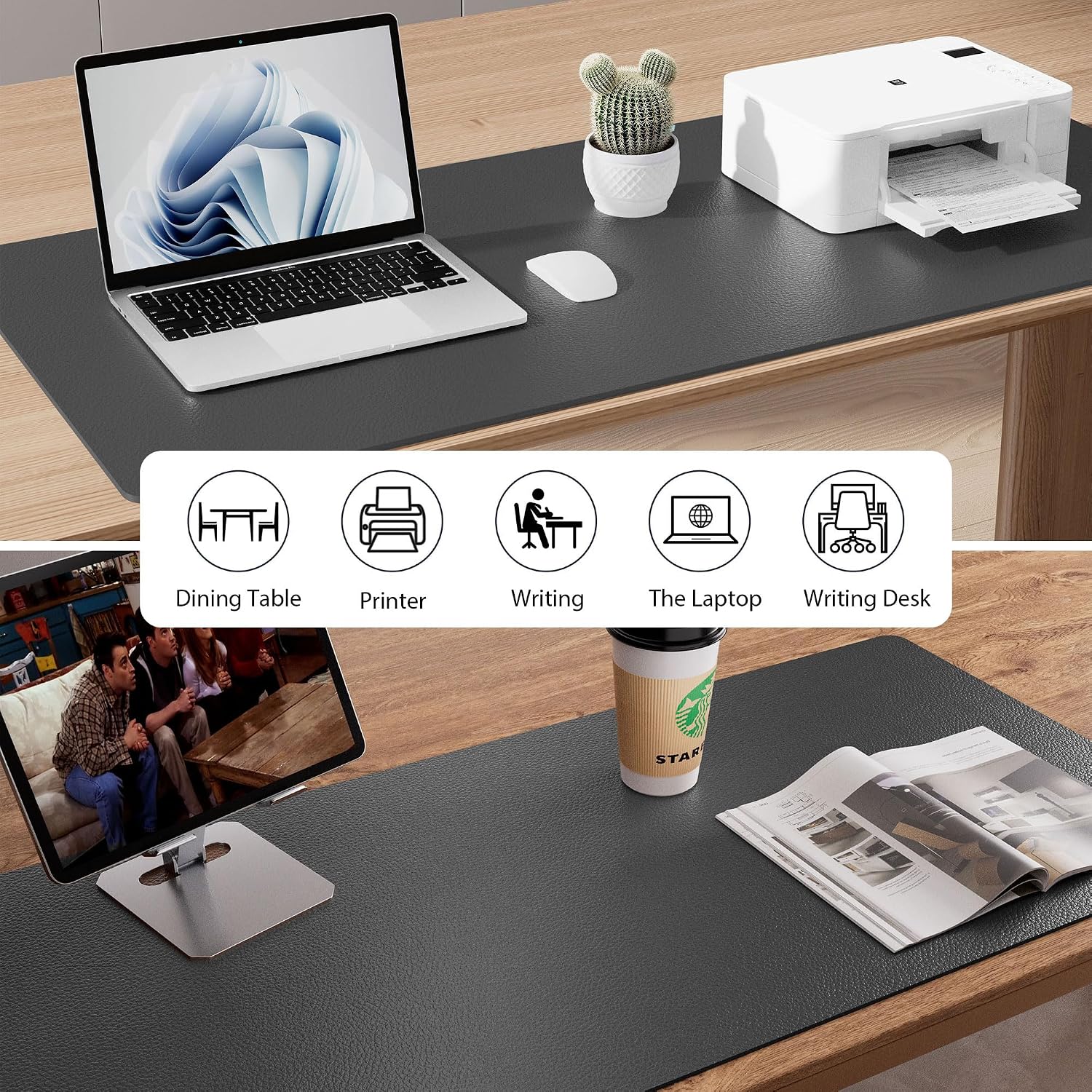 MOUSE PAD AOTHIA LEATHER DESK PAD PROTECTOR GRIS 23.6 X 13.7 PULGADAS - 5