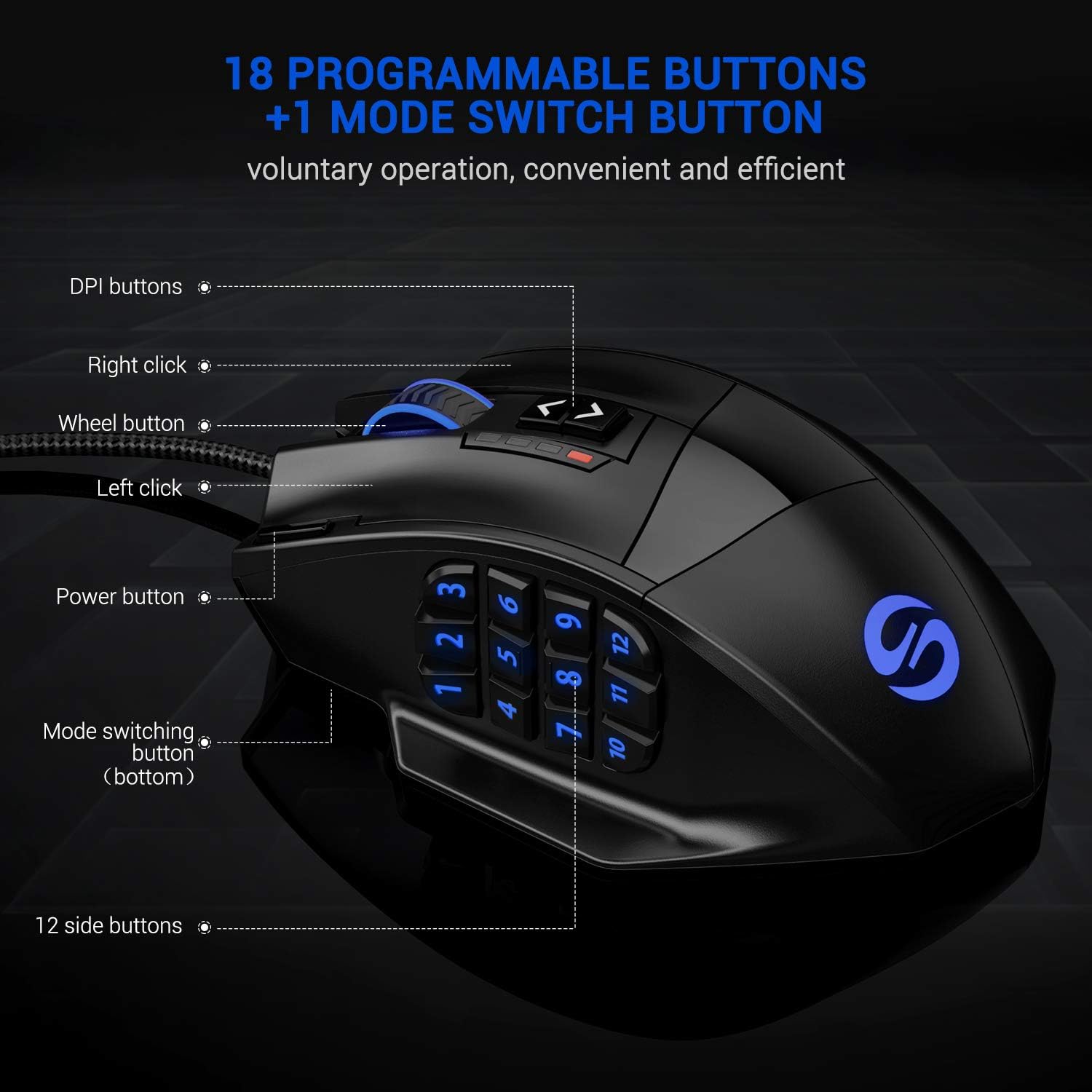 MOUSE GAMER UTECHSMART VENUS PRO CABLEADO 16400 DPI RGB - 4