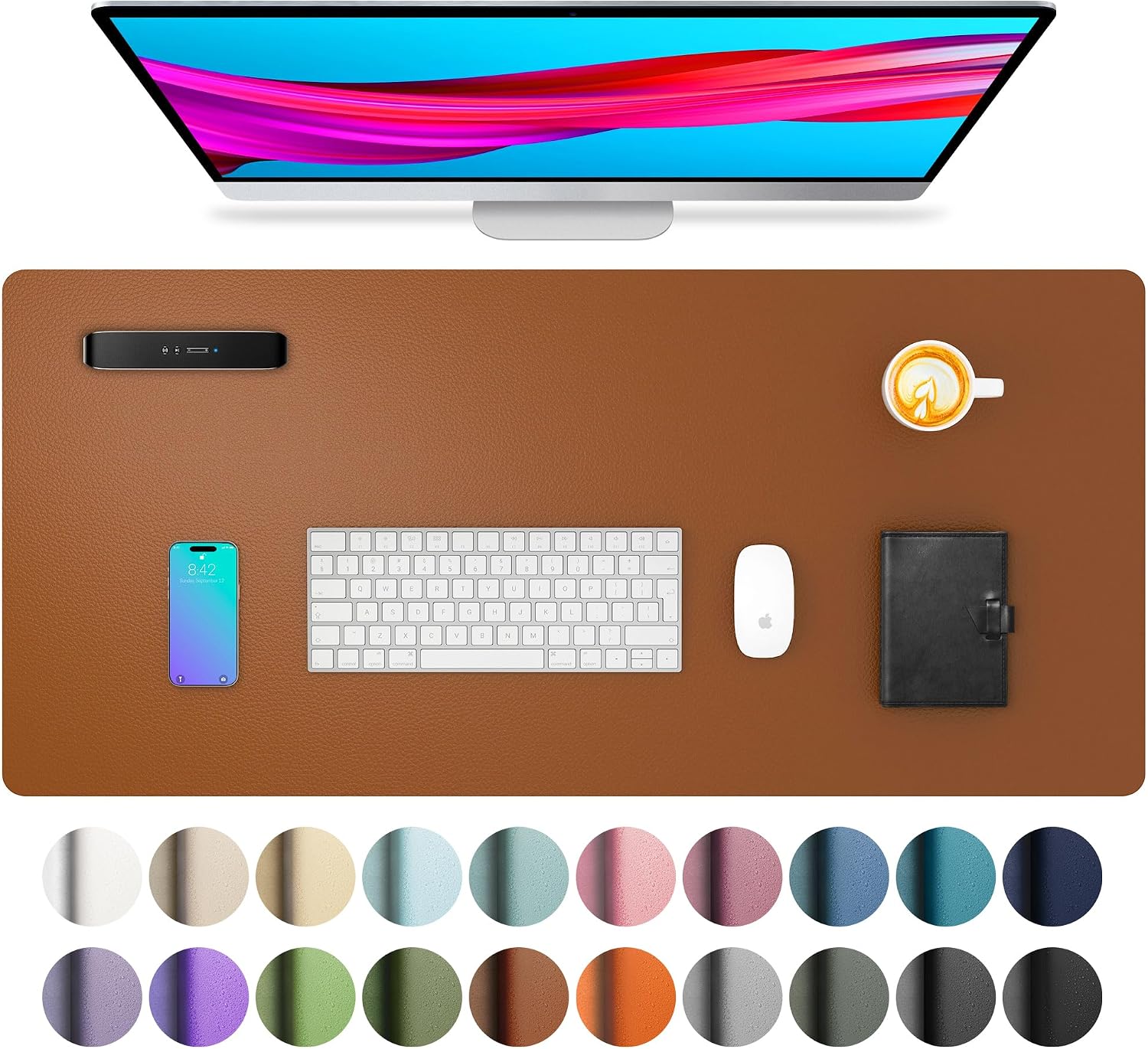 MOUSE PAD AOTHIA LEATHER DESK PAD PROTECTOR MARRÓN 23.6 X 13.7 PULGADAS - 1
