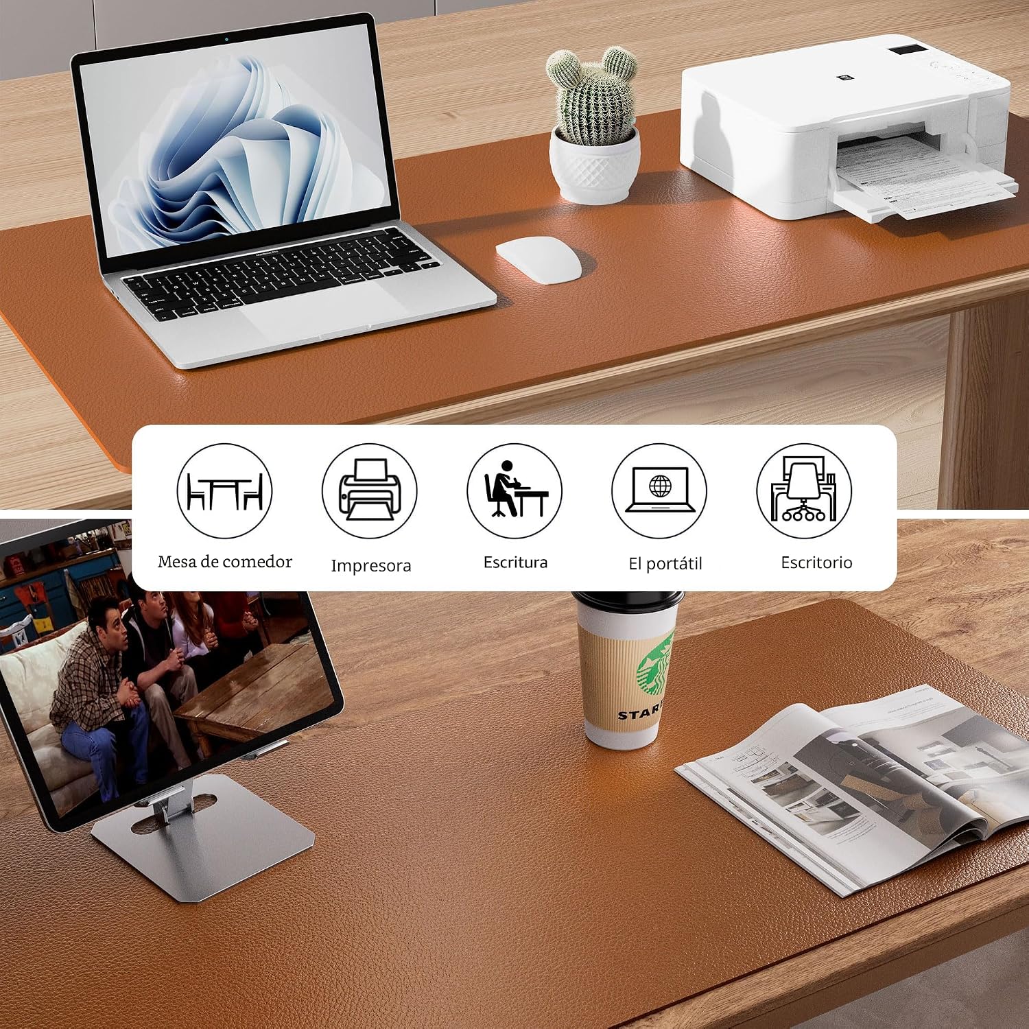 MOUSE PAD AOTHIA LEATHER DESK PAD PROTECTOR MARRÓN 23.6 X 13.7 PULGADAS - 5