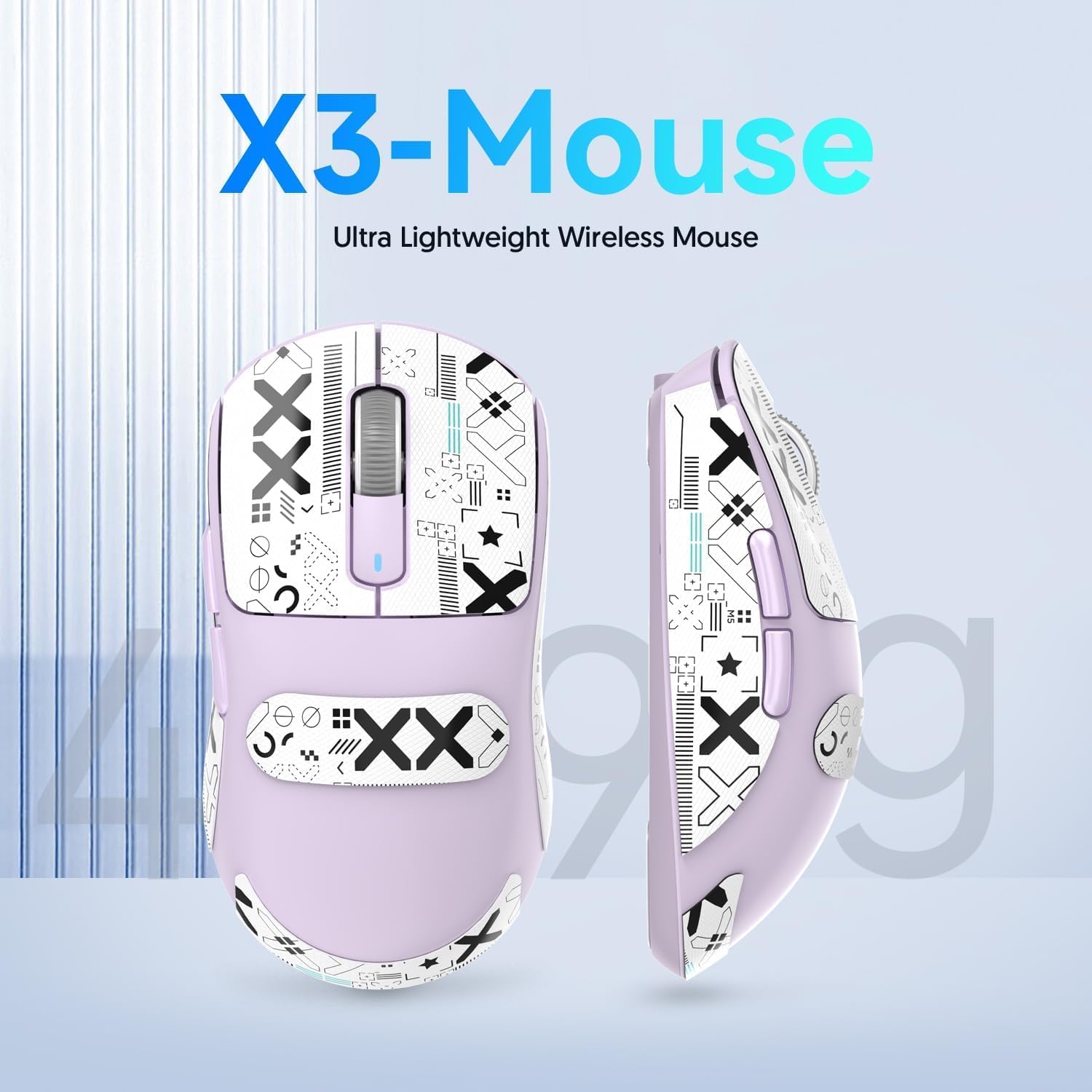 MOUSE GAMER MANBASNAKE ATTACK SHARK X3 49G INALÁMBRICO MORADO - 2