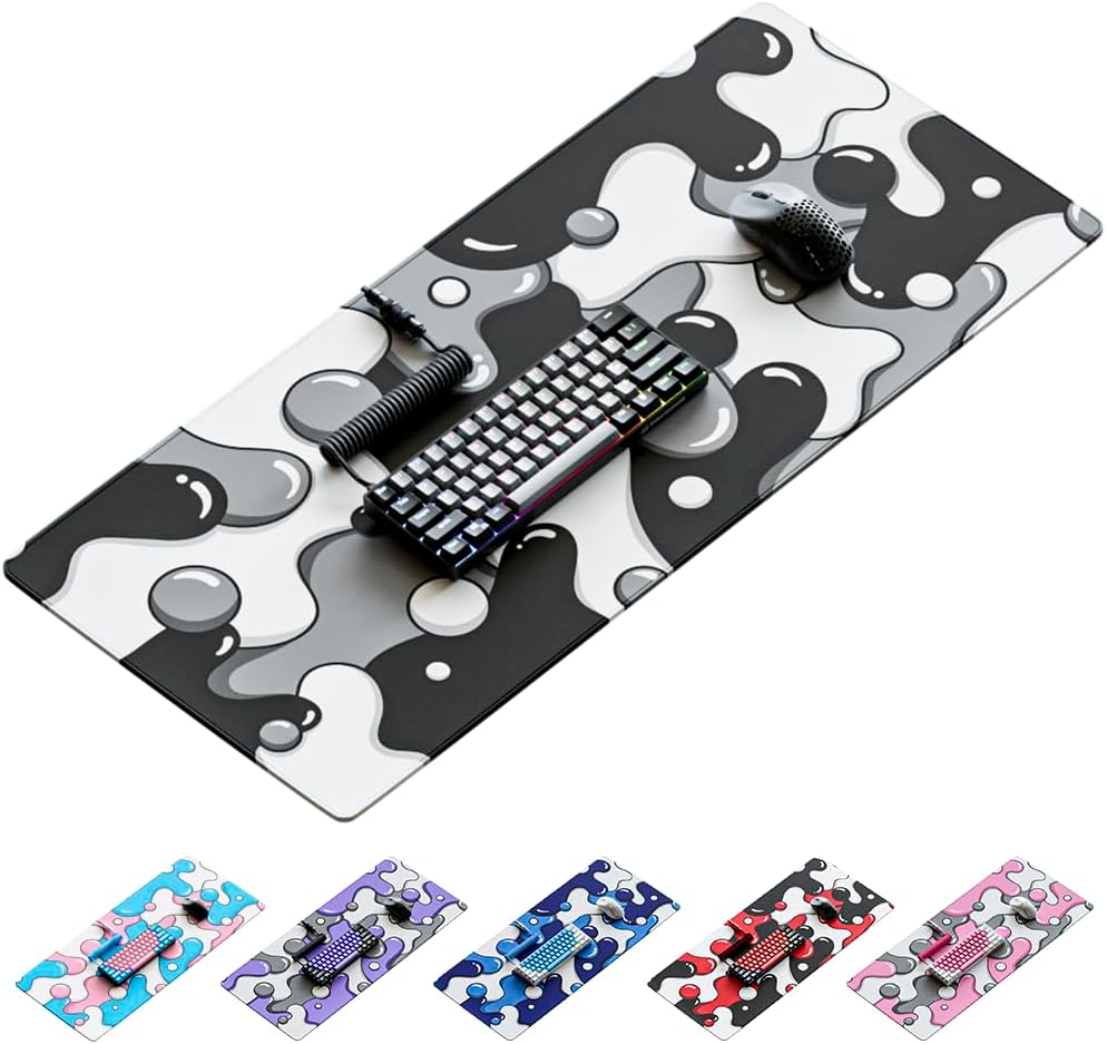 MOUSE PAD KRAKEN KEYBOARDS DRIP EDITION XXL NEGRO Y BLANCO 36X16 PULGADAS - 1